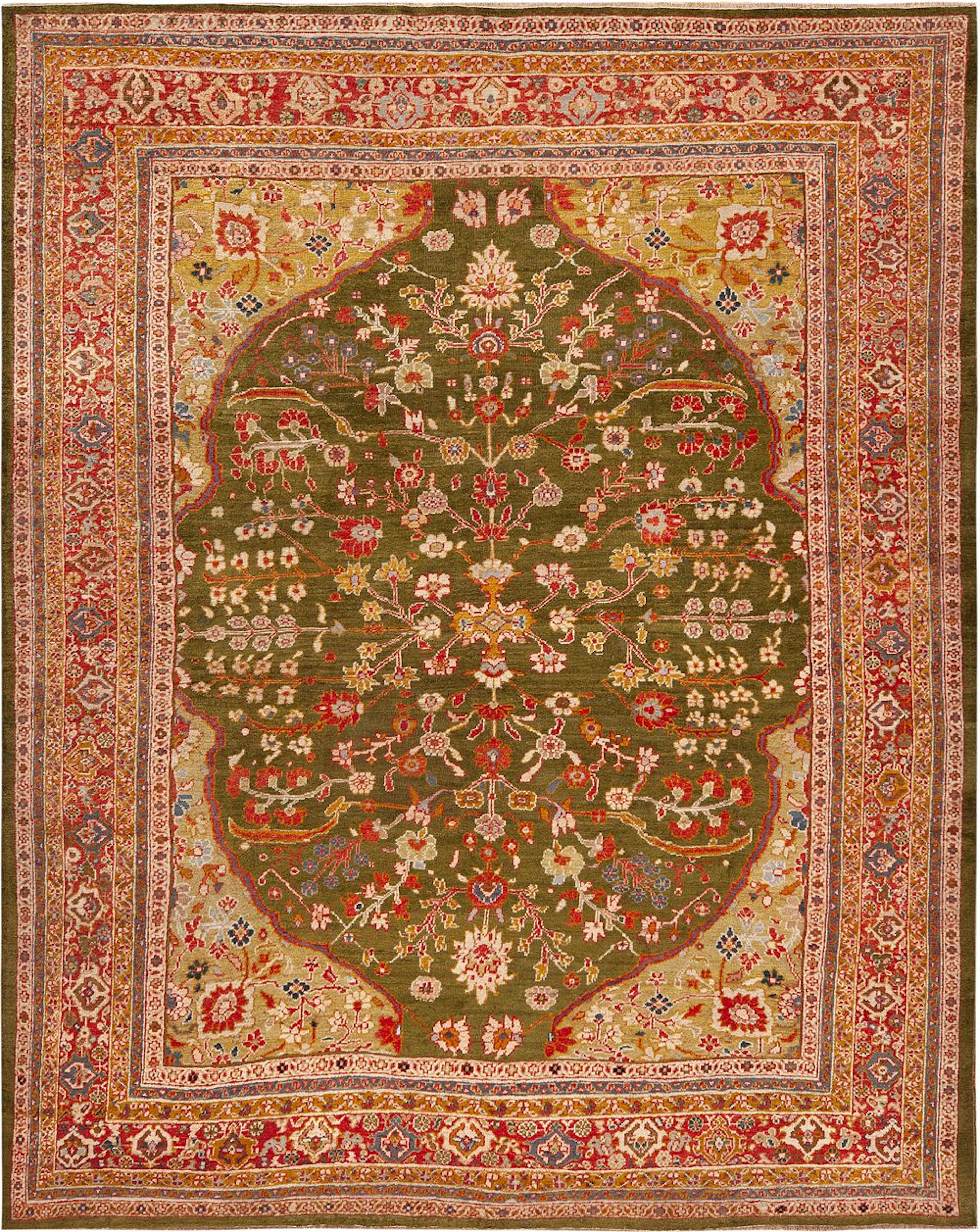 Antique Persian Sultanabad Floral Rug circa 1910 - 11 ft 5 in x 9