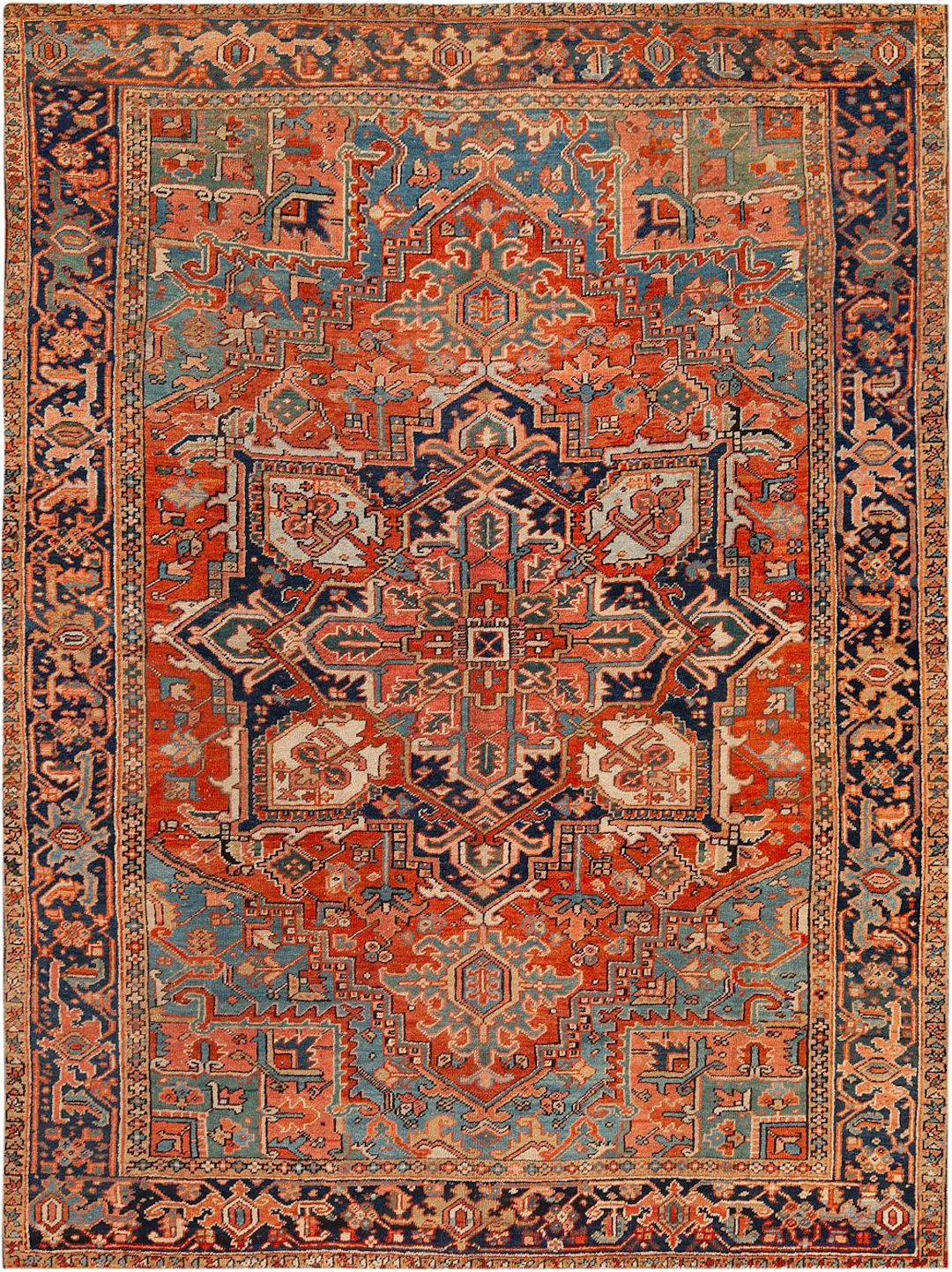 Antique Persian Heriz Rug - Circa 1920 - 9 ft 1 in x 7 ft (2.76 m x 2.13 m)