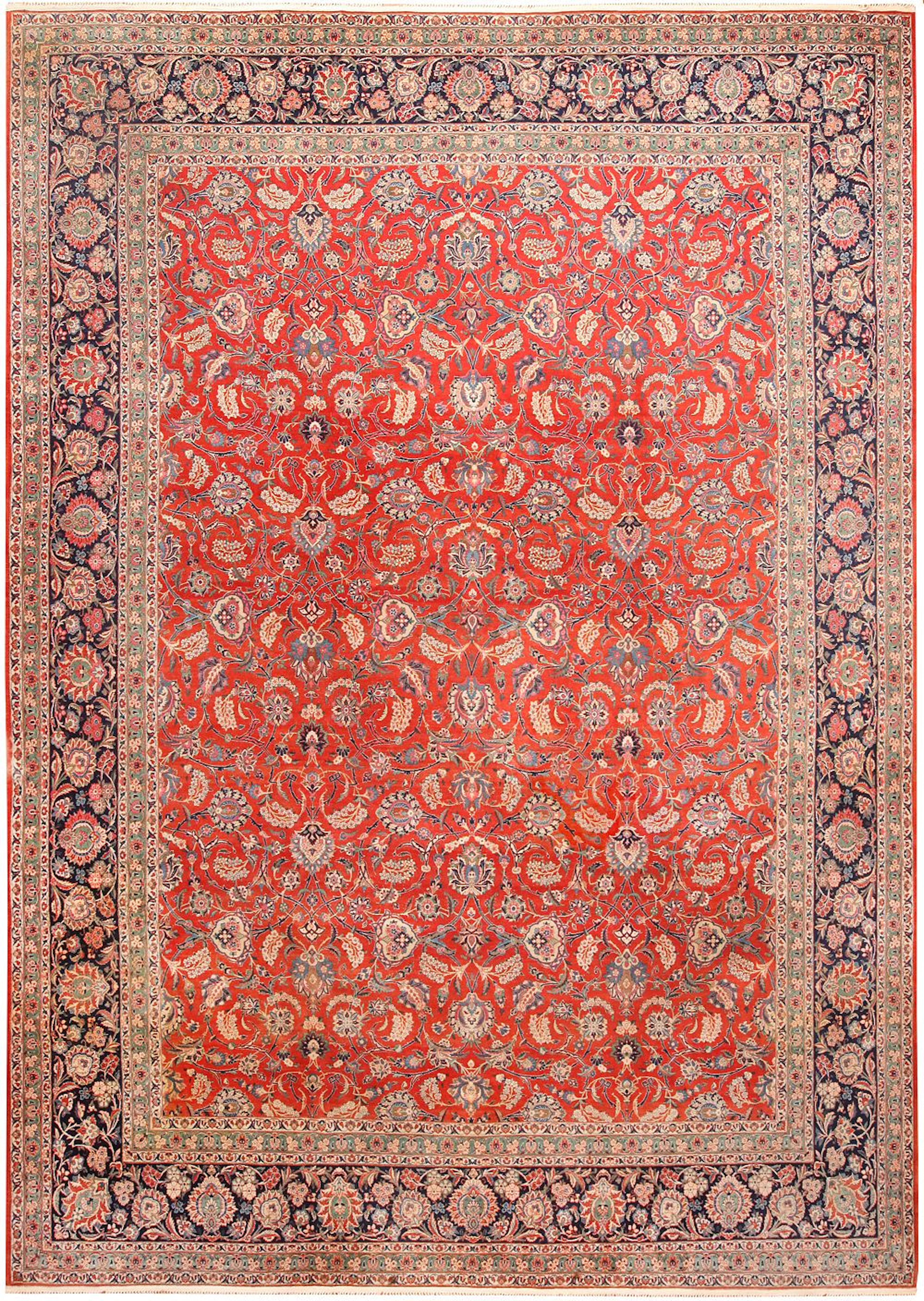 No Reserve - Antique Persian Kashan Dabir Rug circa 1920 - 17 ft x