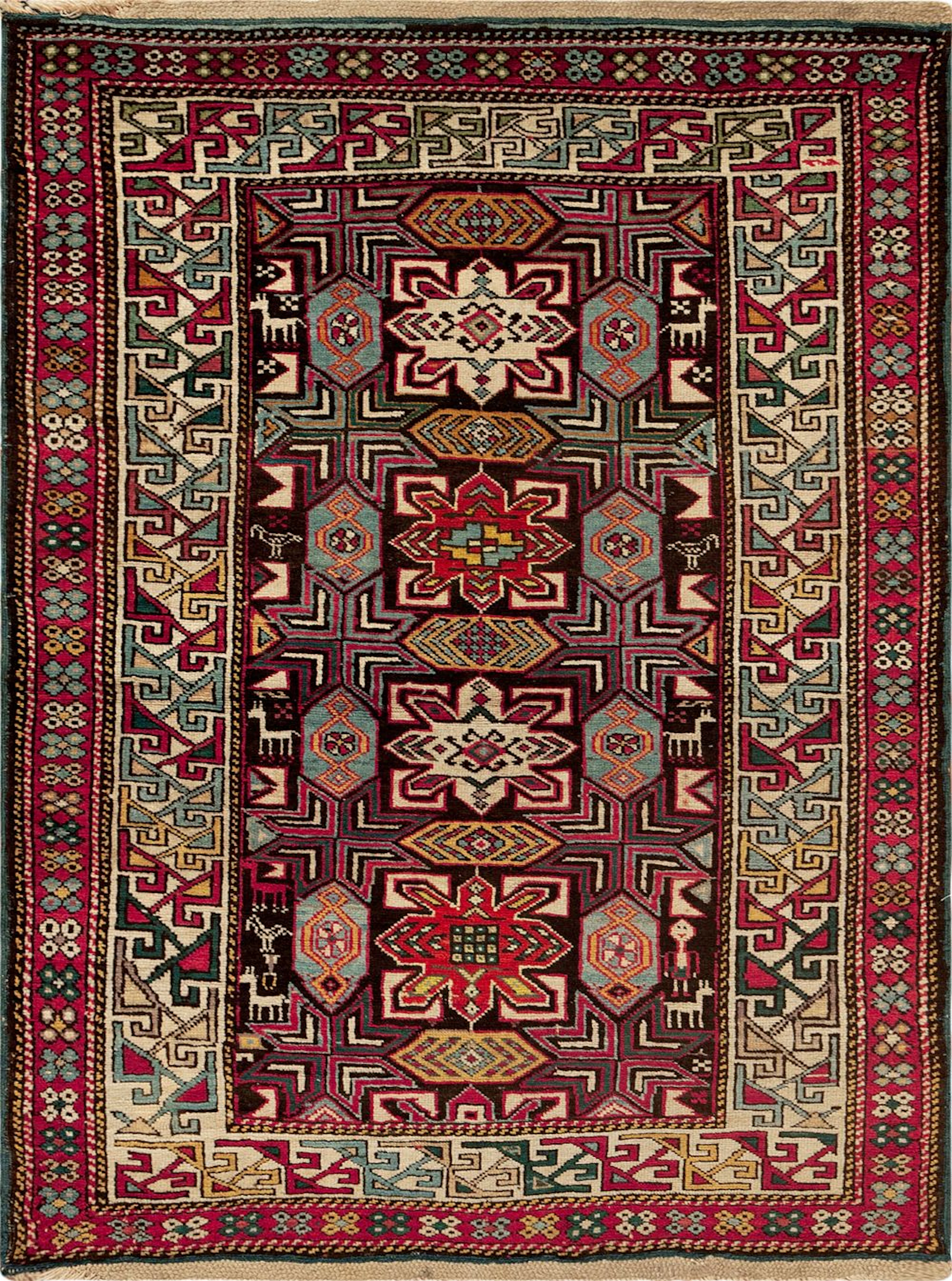 Antique Caucasian Kuba Rug 4 ft 9 in x 3 ft 6 in (1.44 m x 1.06 m)