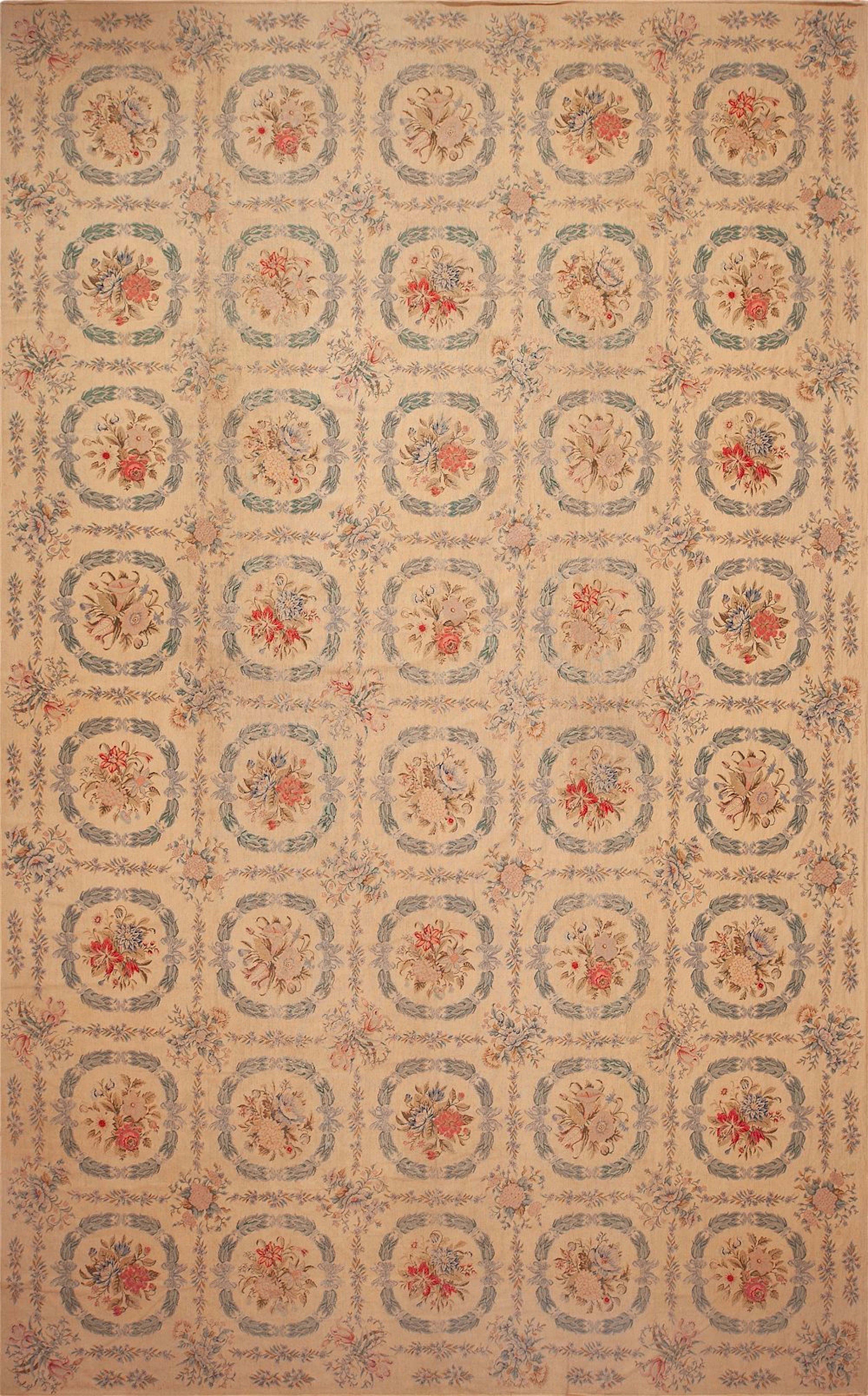 No Reserve - Antique English Needlepoint Rug 18 ft x 11 ft 3 in (5.49