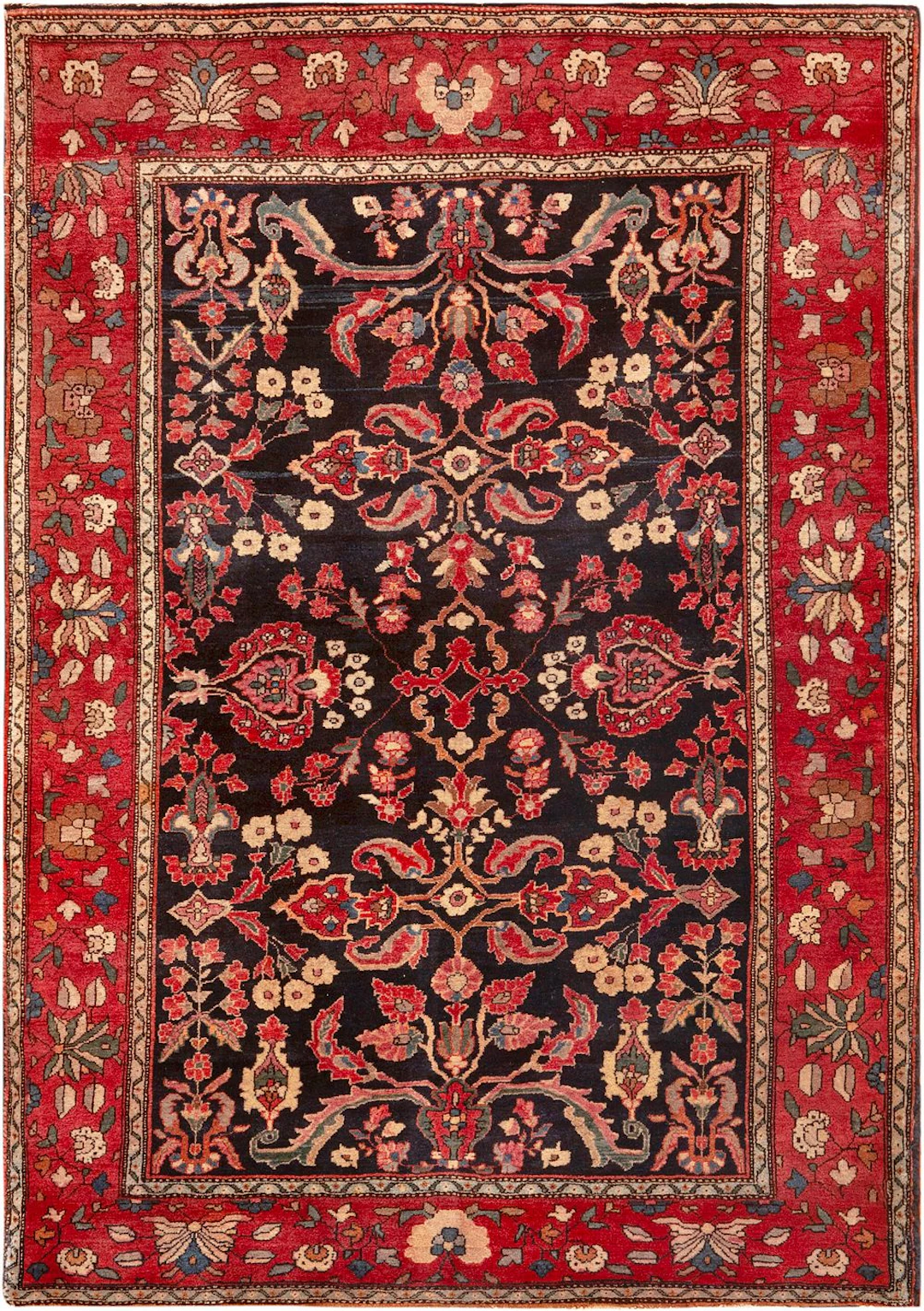No Reserve - Antique Sarouk Mohajeran Rug, Central Persia, circa 1920