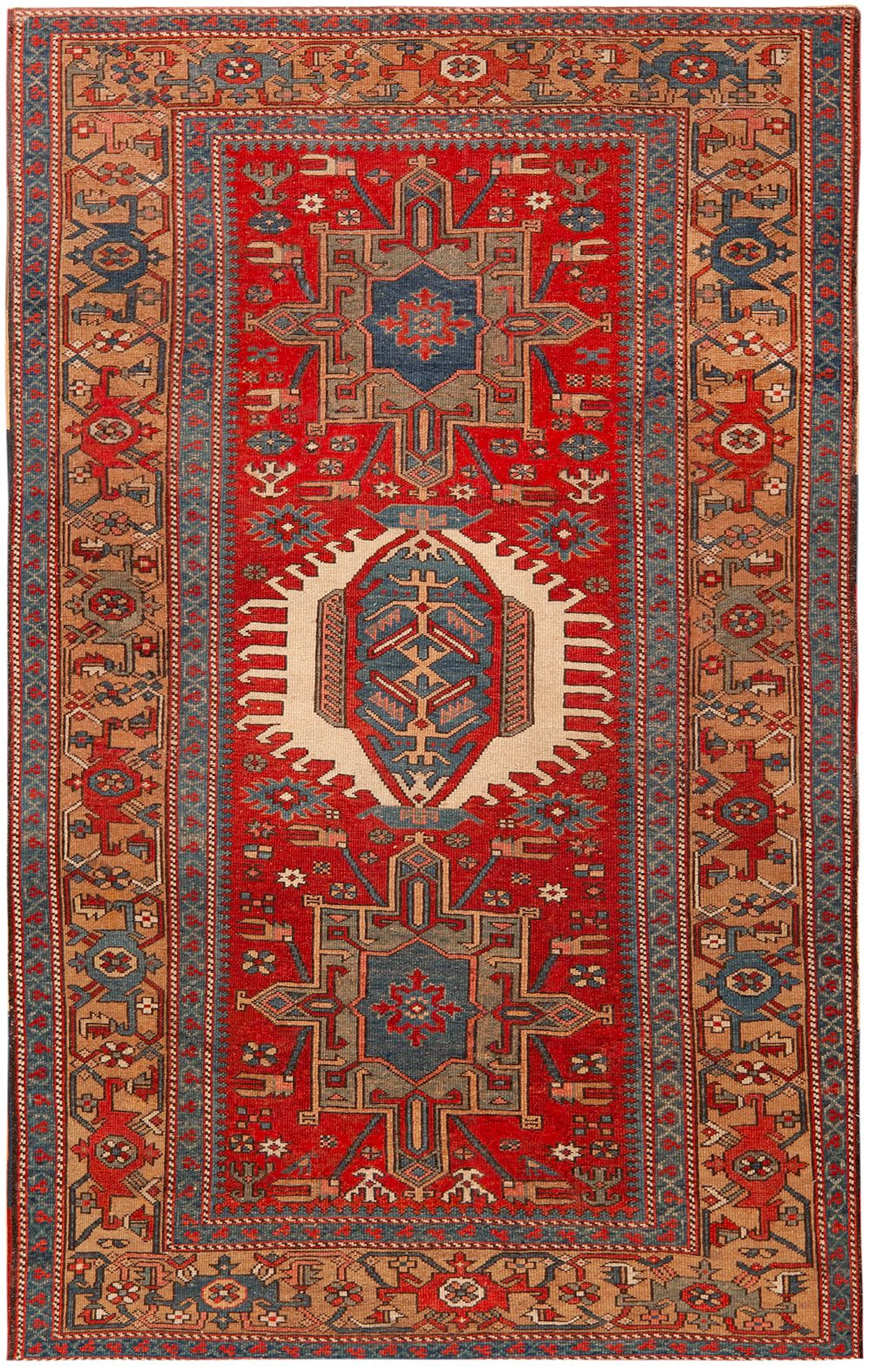 Antique Persian Heriz Serapi Rug - Circa 1900 - 7 ft 4 in x 4 ft 7