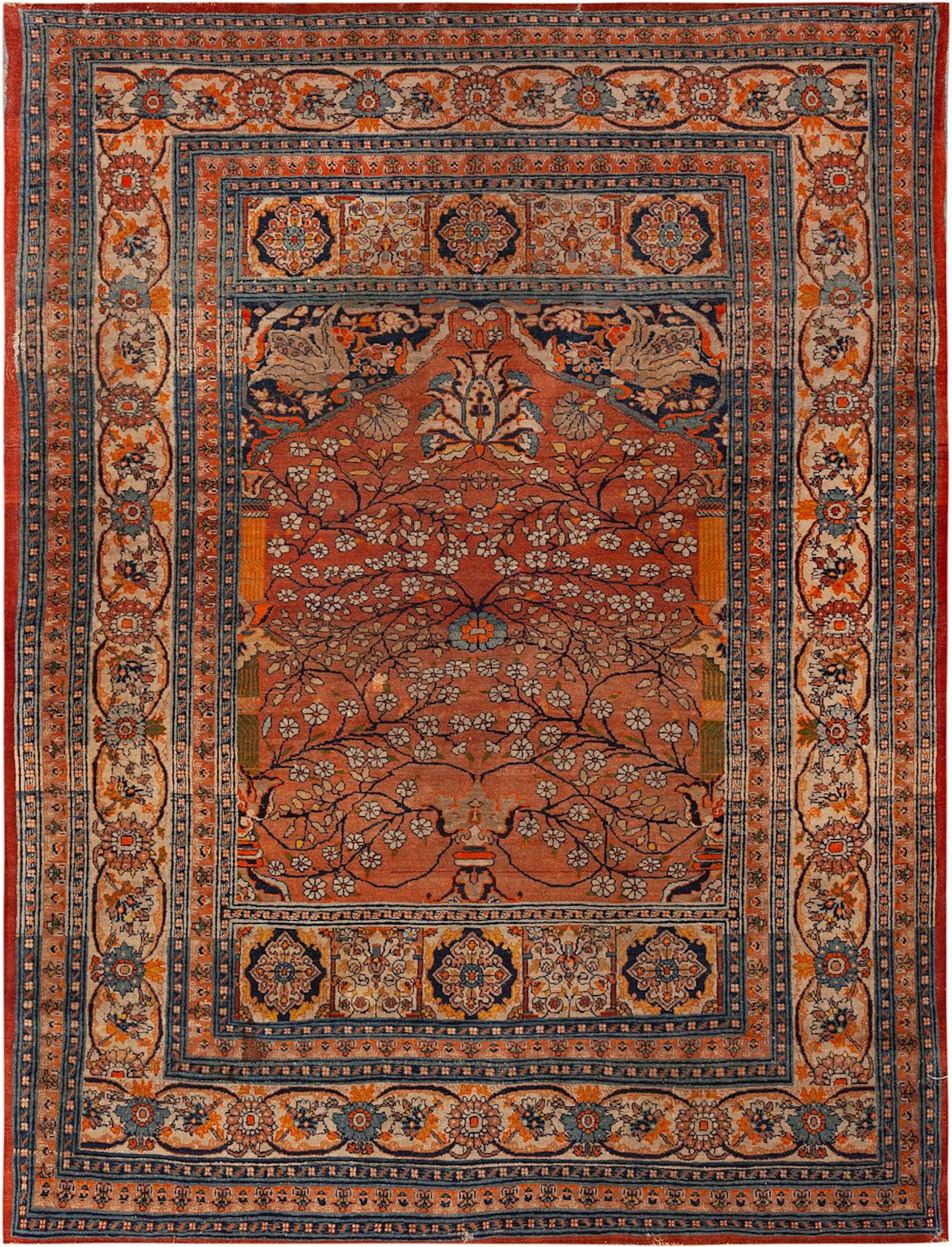 No Reserve Antique Haji Jalili Tabriz Rug circa 1900 - 5 ft 7 in x