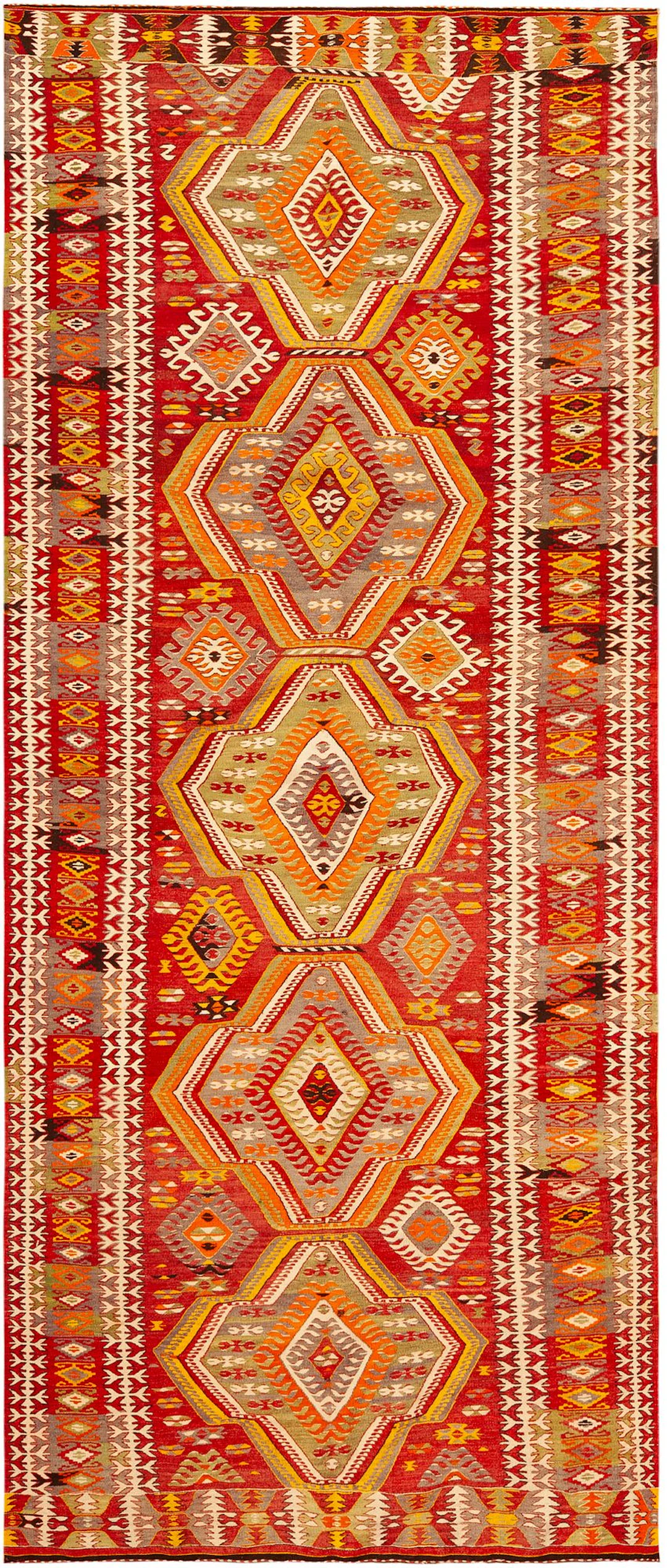 No Reserve -Long Antique Turkish Kilim - Circa 1920 - 11 ft 6 in x