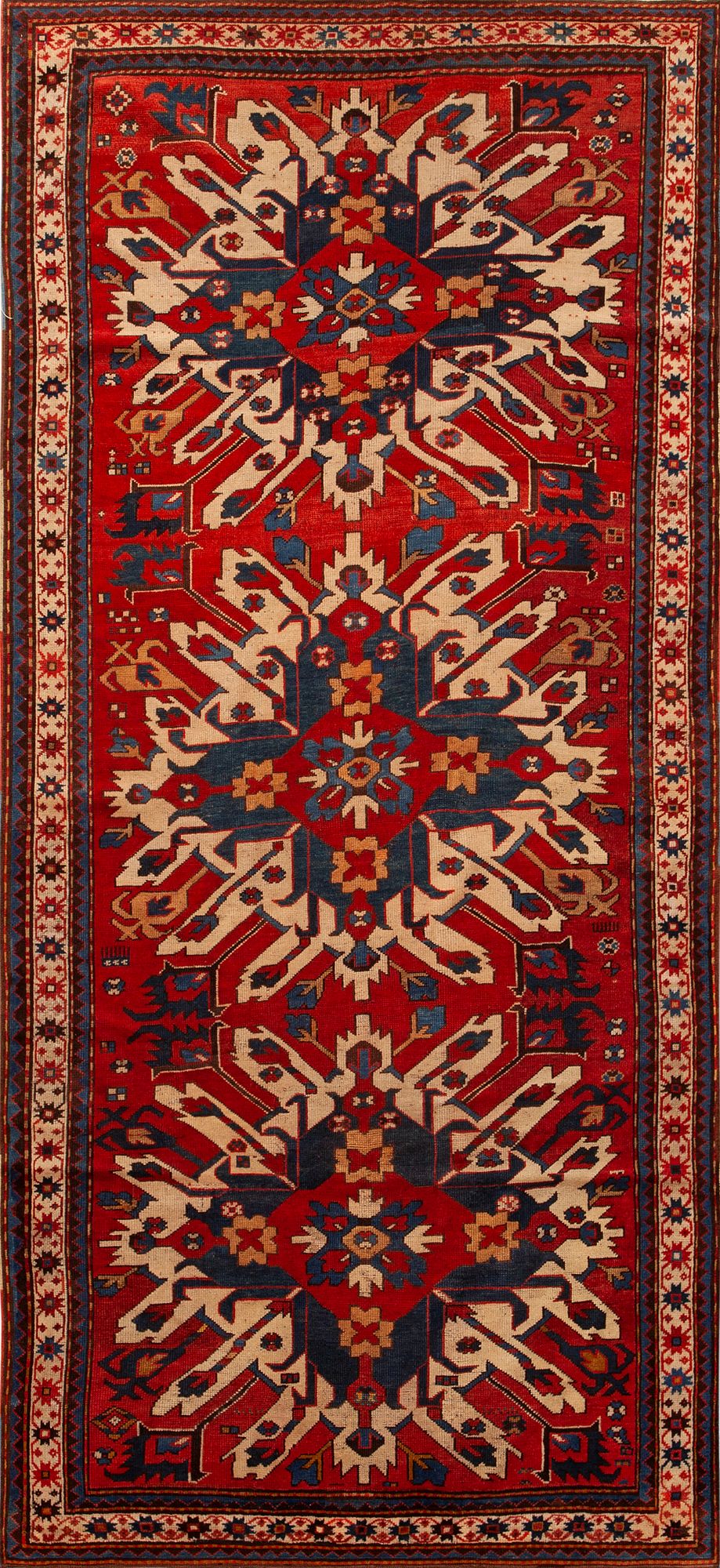 Antique Caucasian Kazak Rug 9 ft 4 in x 4 ft 5 in (2.84 m x 1.34 m)