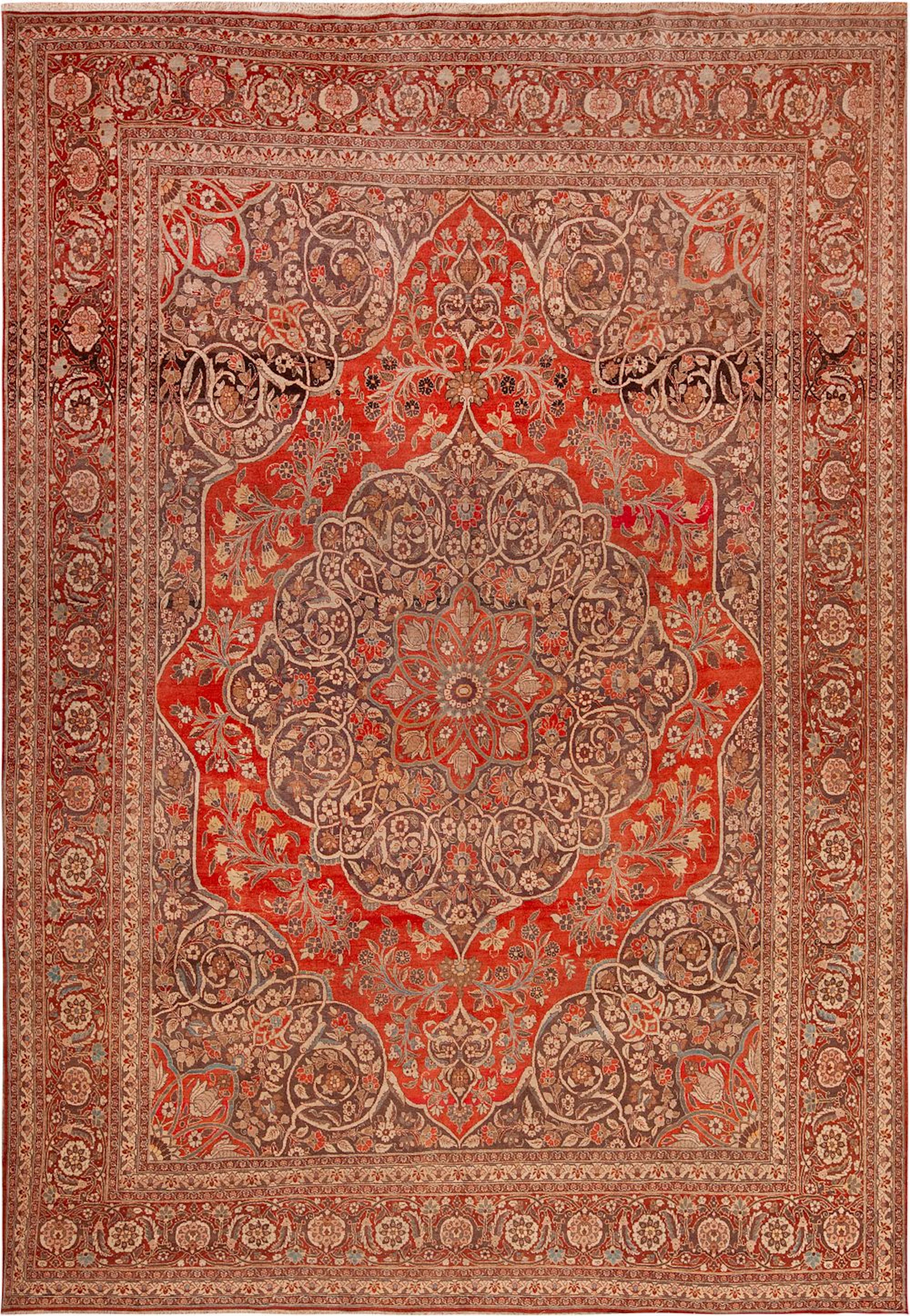 No Reserve - Antique Persian Tabriz Rug 13 ft x 9 ft 4 in (3.96 m x 2.84 m)