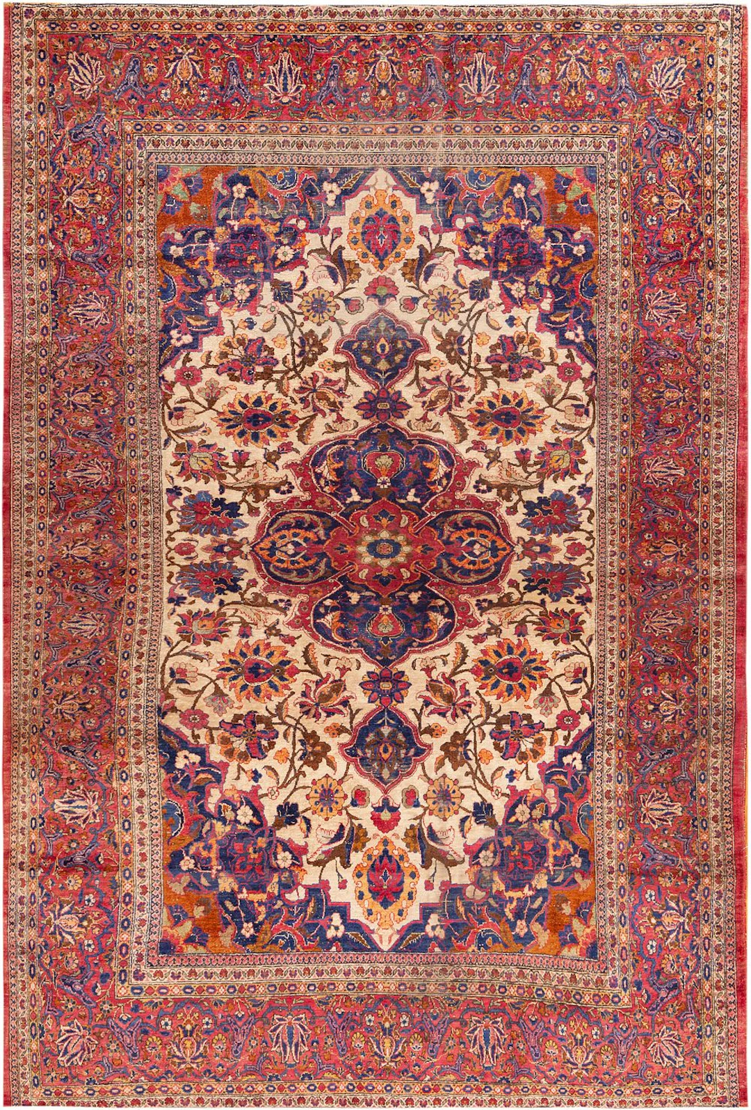 No Reserve - Fine Antique Silk Kashan Rug, Central Persia, circa 1900