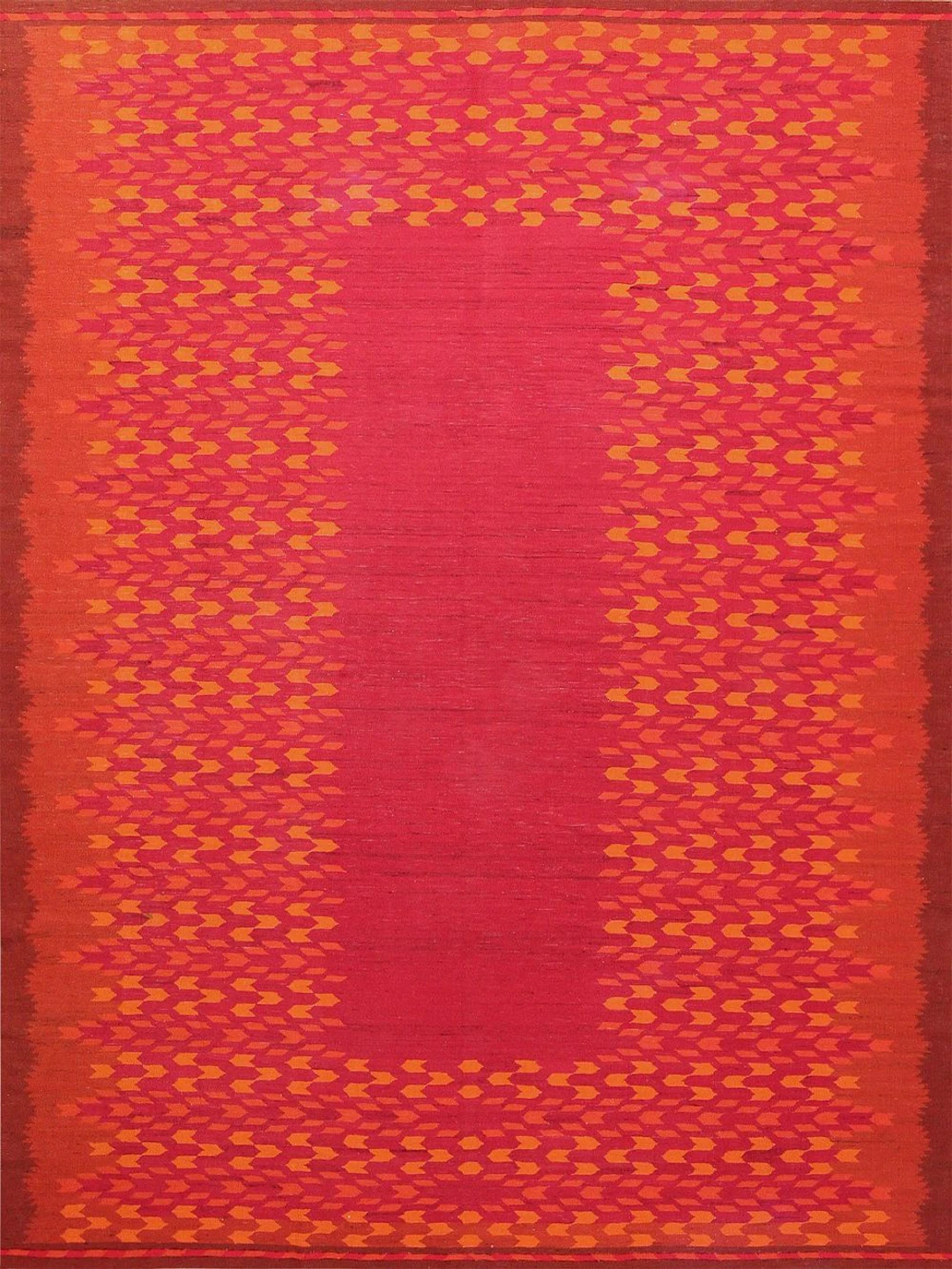 Large Vintage Scandinavian Flatweave Carpet - 12 ft 10 in x 9 ft 9