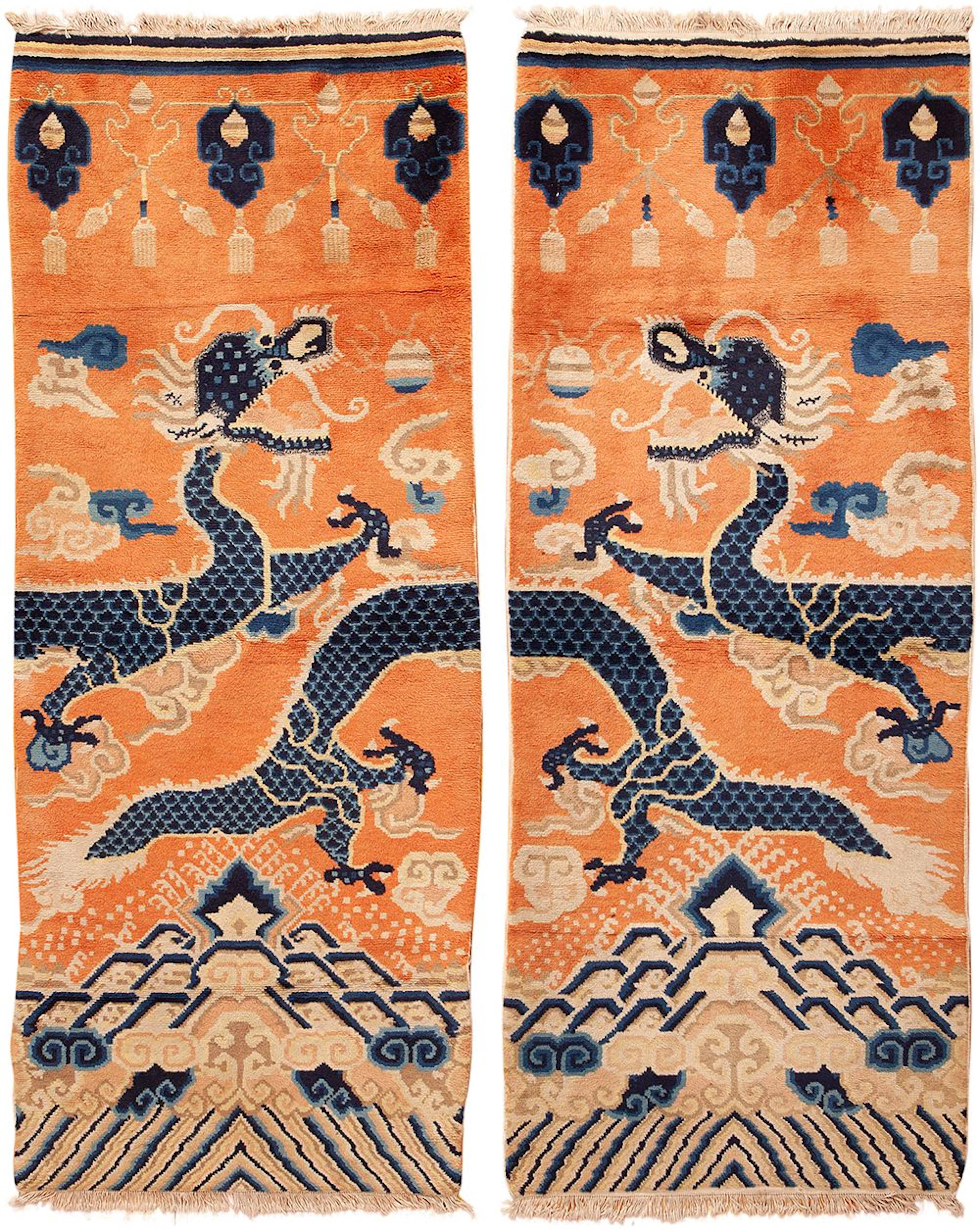 Pair of Chinese Pillar Dragon Panels 7 ft 7 in x 3 ft (2.31 m x 0.91 m)