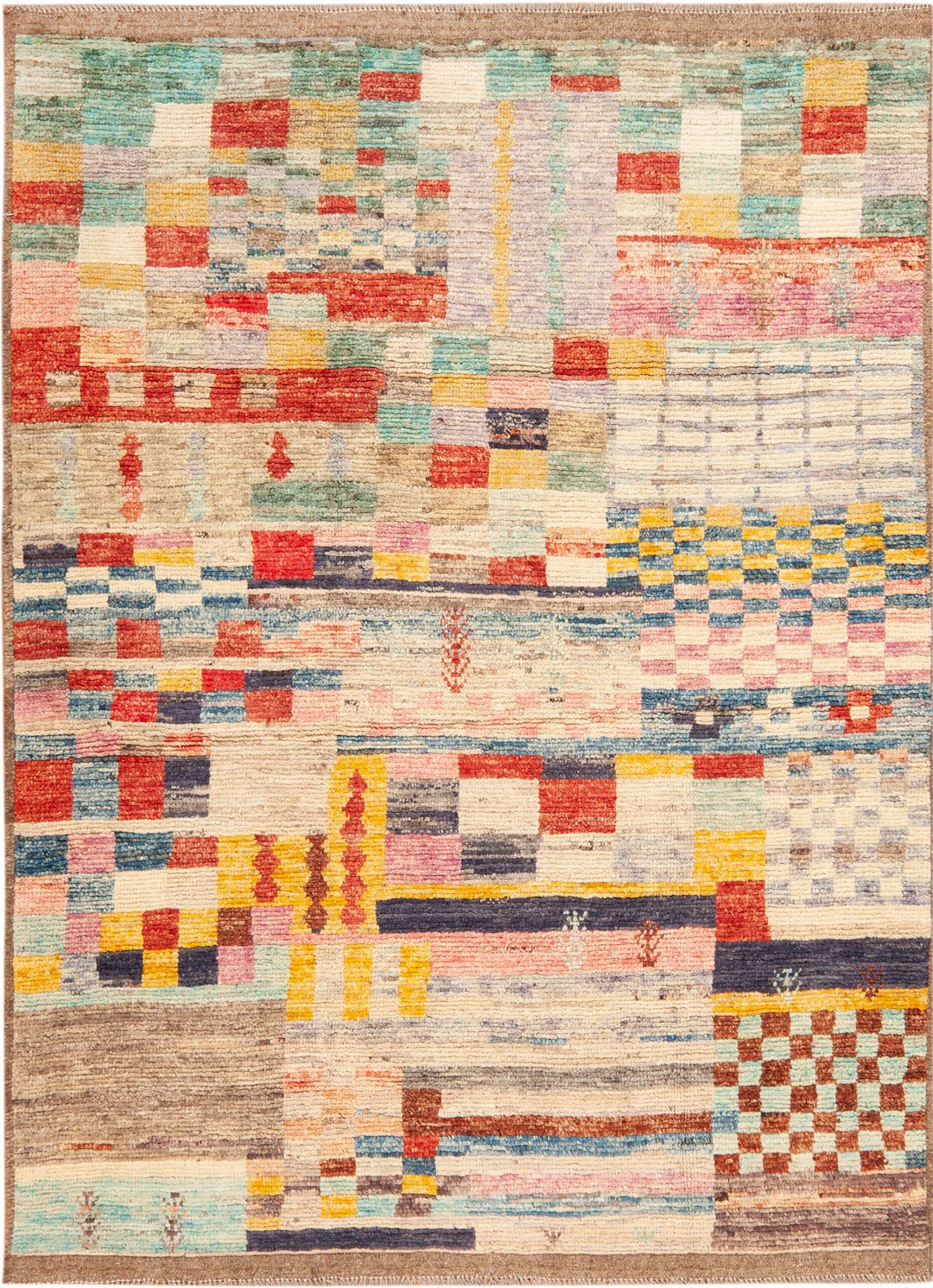 Contemporary Abstract Checkerboard Pattern Rug - 5 ft 10 in x 4 ft
