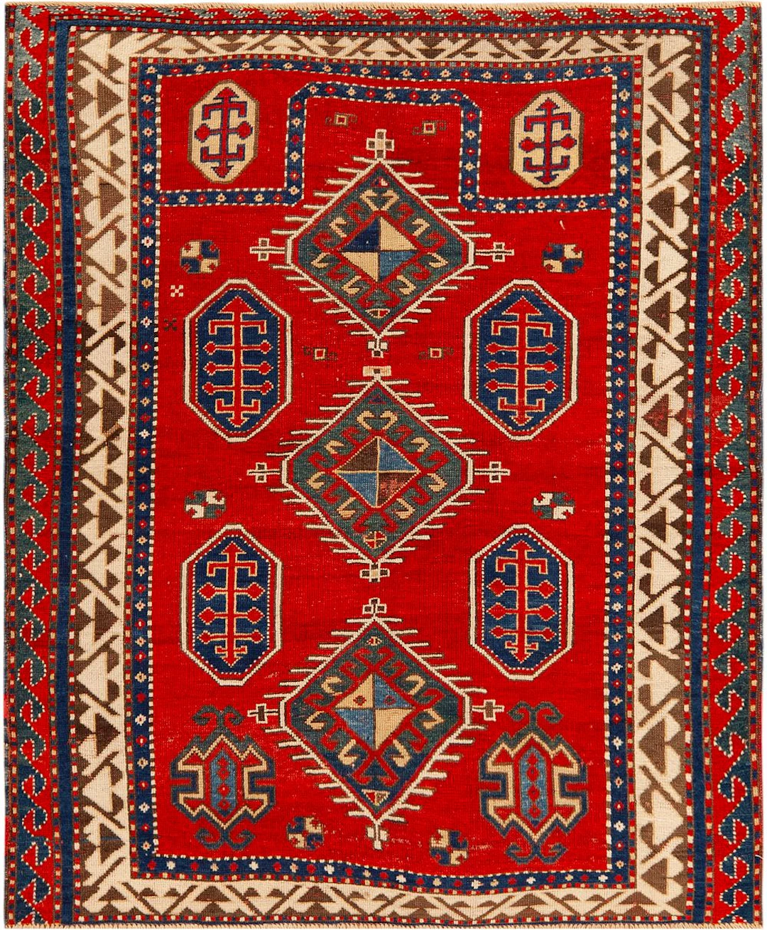Antique Caucasian Borchalou Kazak Rug - Circa 1880 - 4 ft 6 in x 3