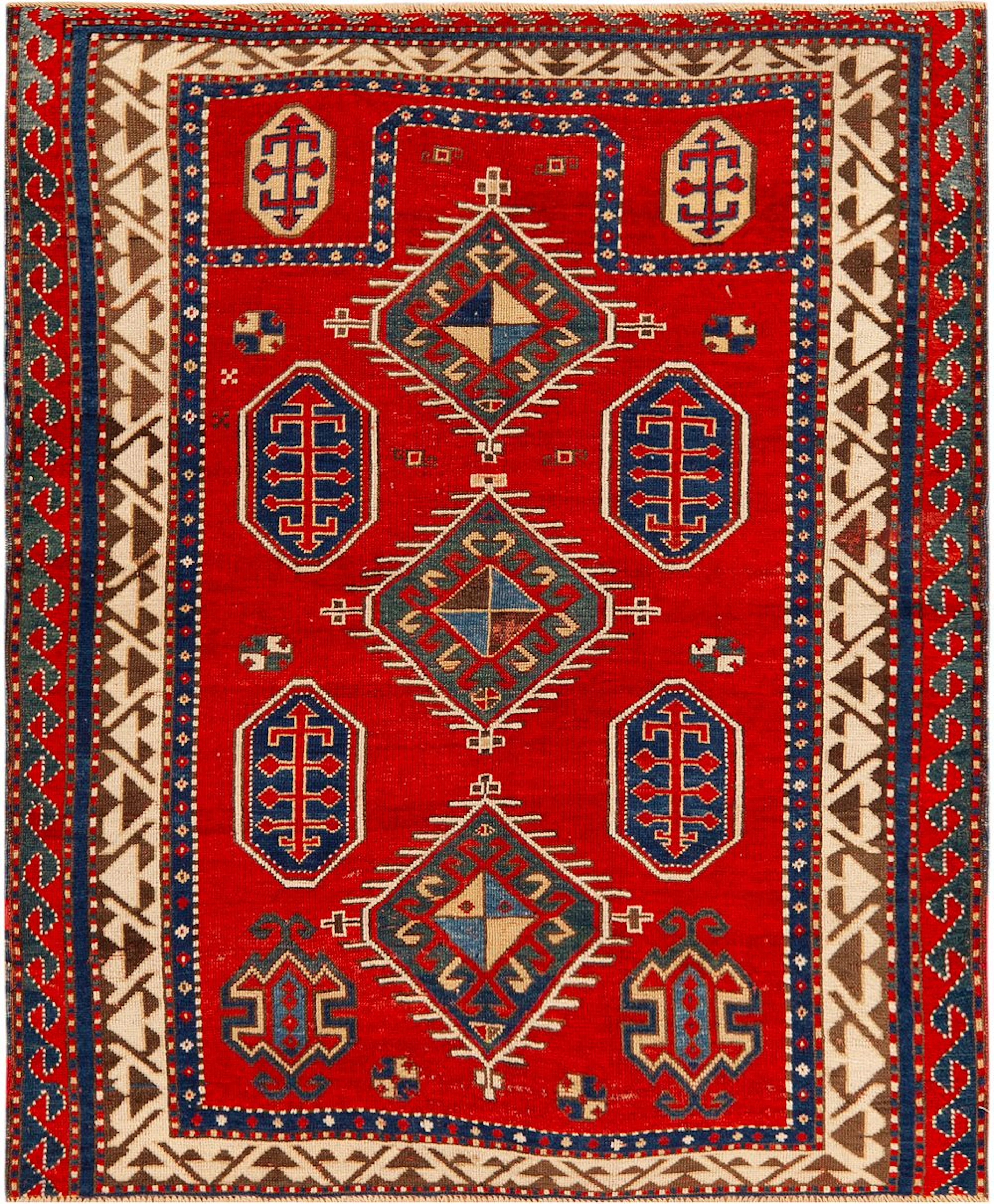Antique Caucasian Borchalou Kazak Rug 4 ft 6 in x 3 ft 1 in (1.37 m x 0.93 m)