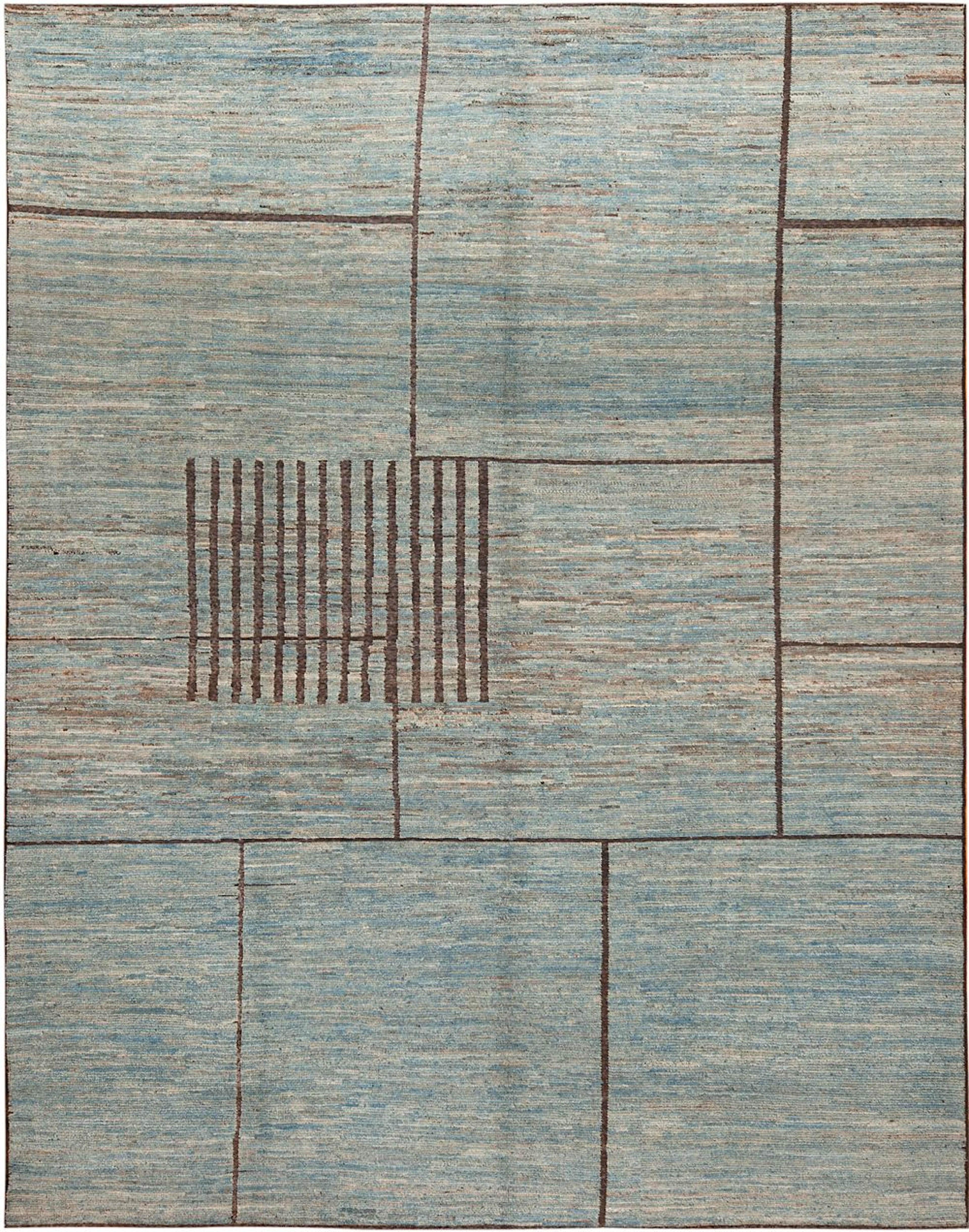 Modern Light Blue Abstract Rug 11 ft 10 in x 9 ft 2 in (3.61 m x 2.79 m)