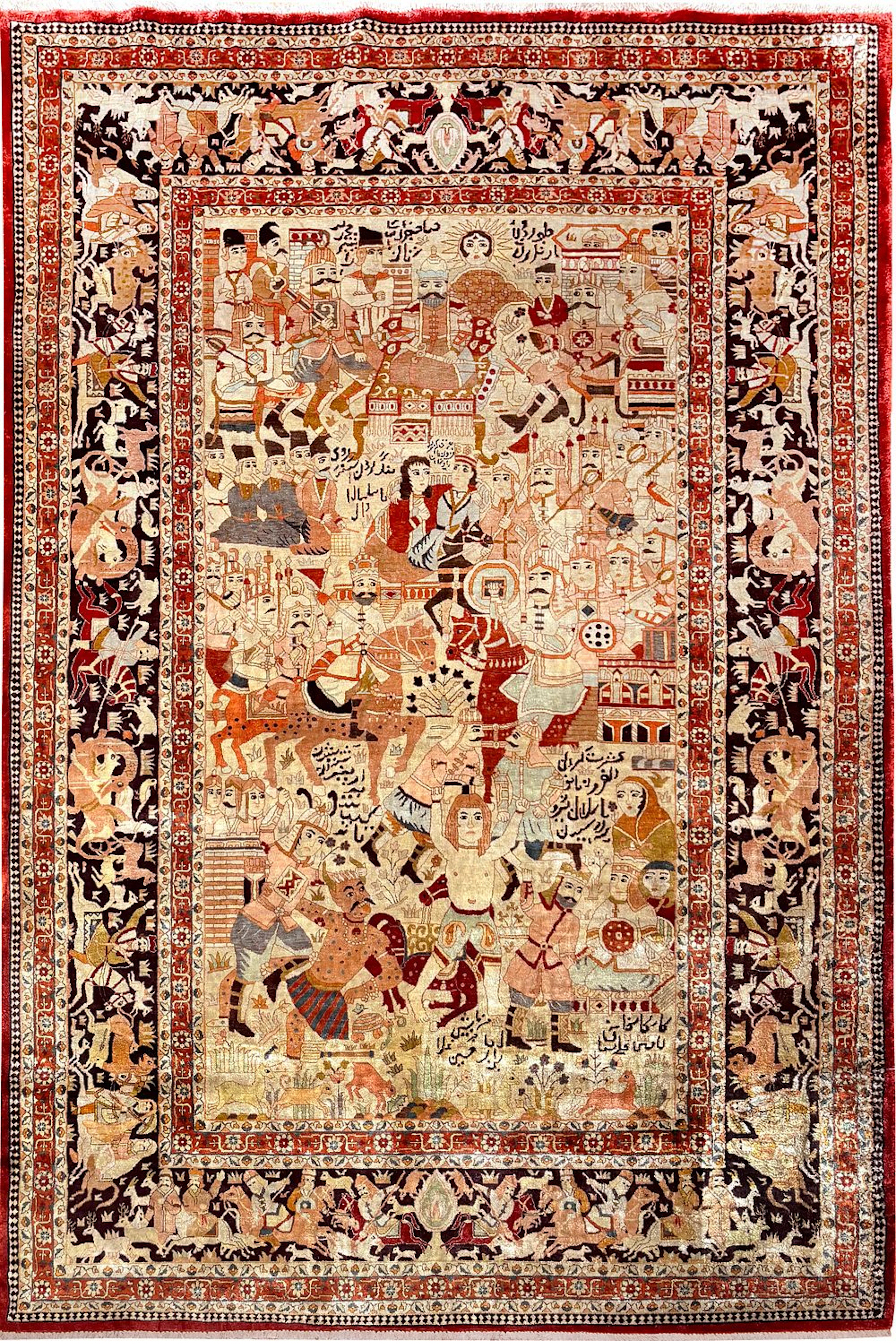 Antique Persian Tabriz Pictorial Rug 6 ft x 4 ft (1.83 m x 1.22 m)