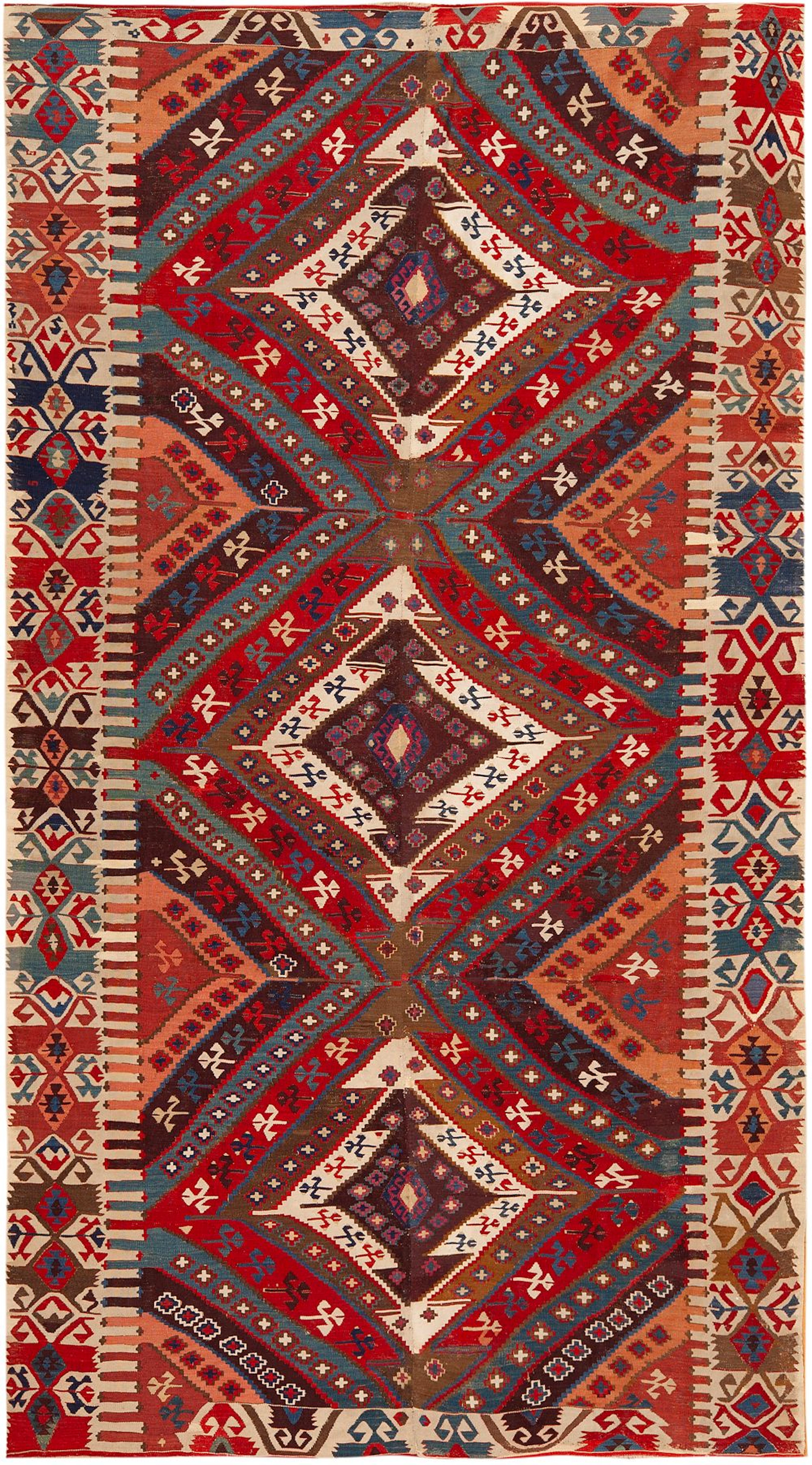 No Reserve - Antique Turkish Kilim Runner 10 ft 5 in x 5 ft 9 in (3.17