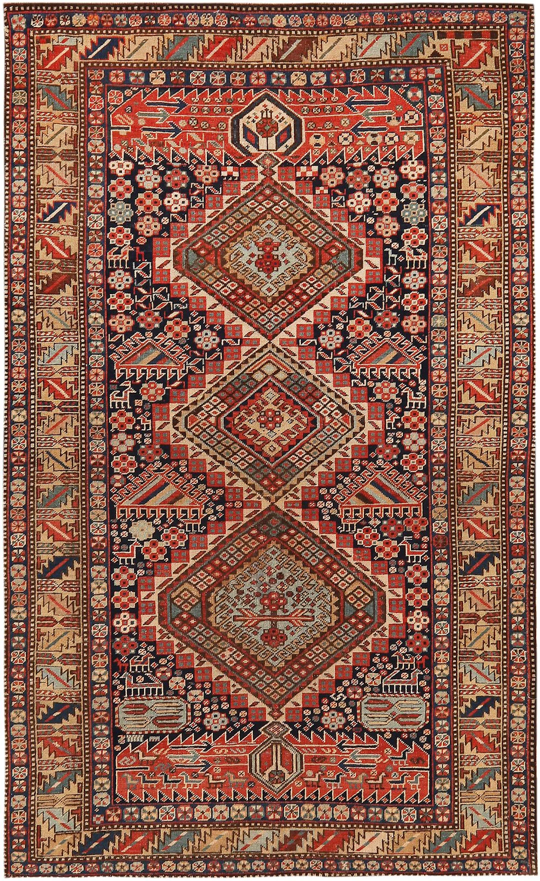 No Reserve - Antique Caucasian Shirvan Rug - 5 ft 10 in x 3 ft 8 in