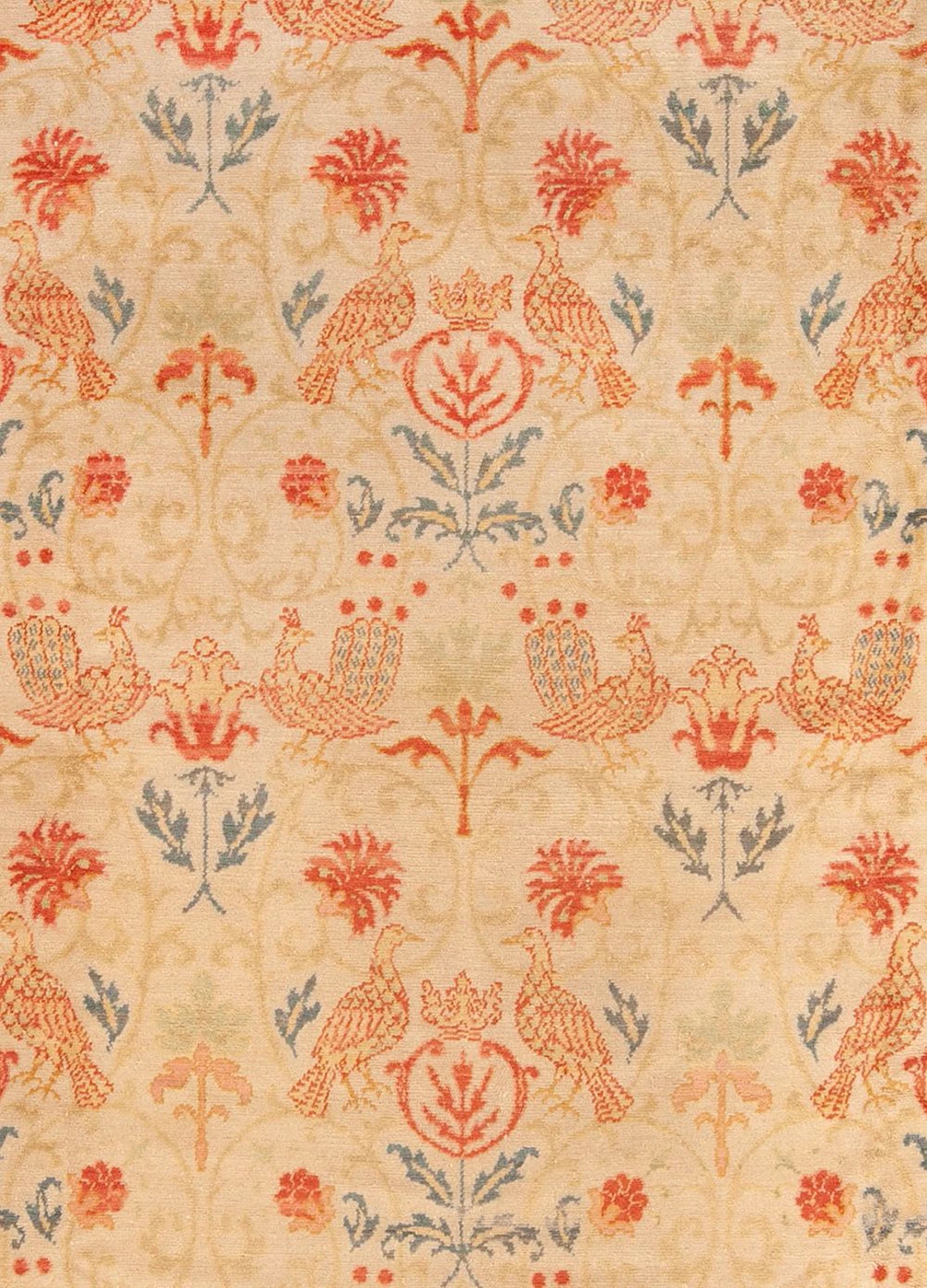 No Reserve - Room size: Antique Spanish Bird-Design Carpet - 12 ft