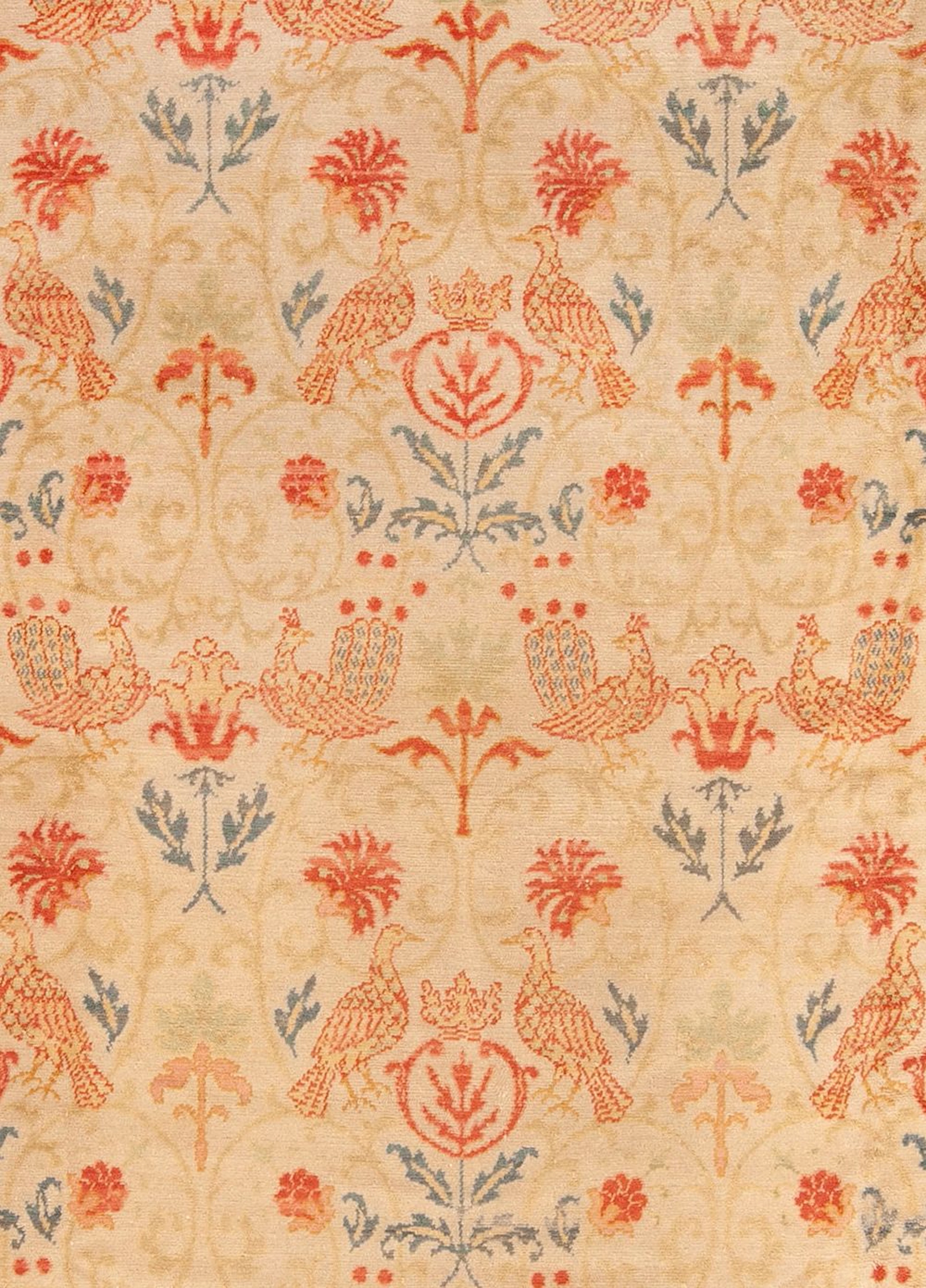 No Reserve - Room size: Antique Spanish Bird-Design Carpet - 12 ft