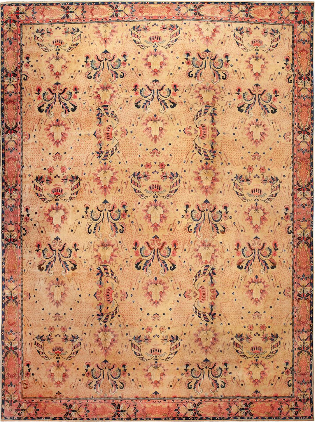No Reserve - Large Antique Indian Carpet with Arts and Crafts–Inspired