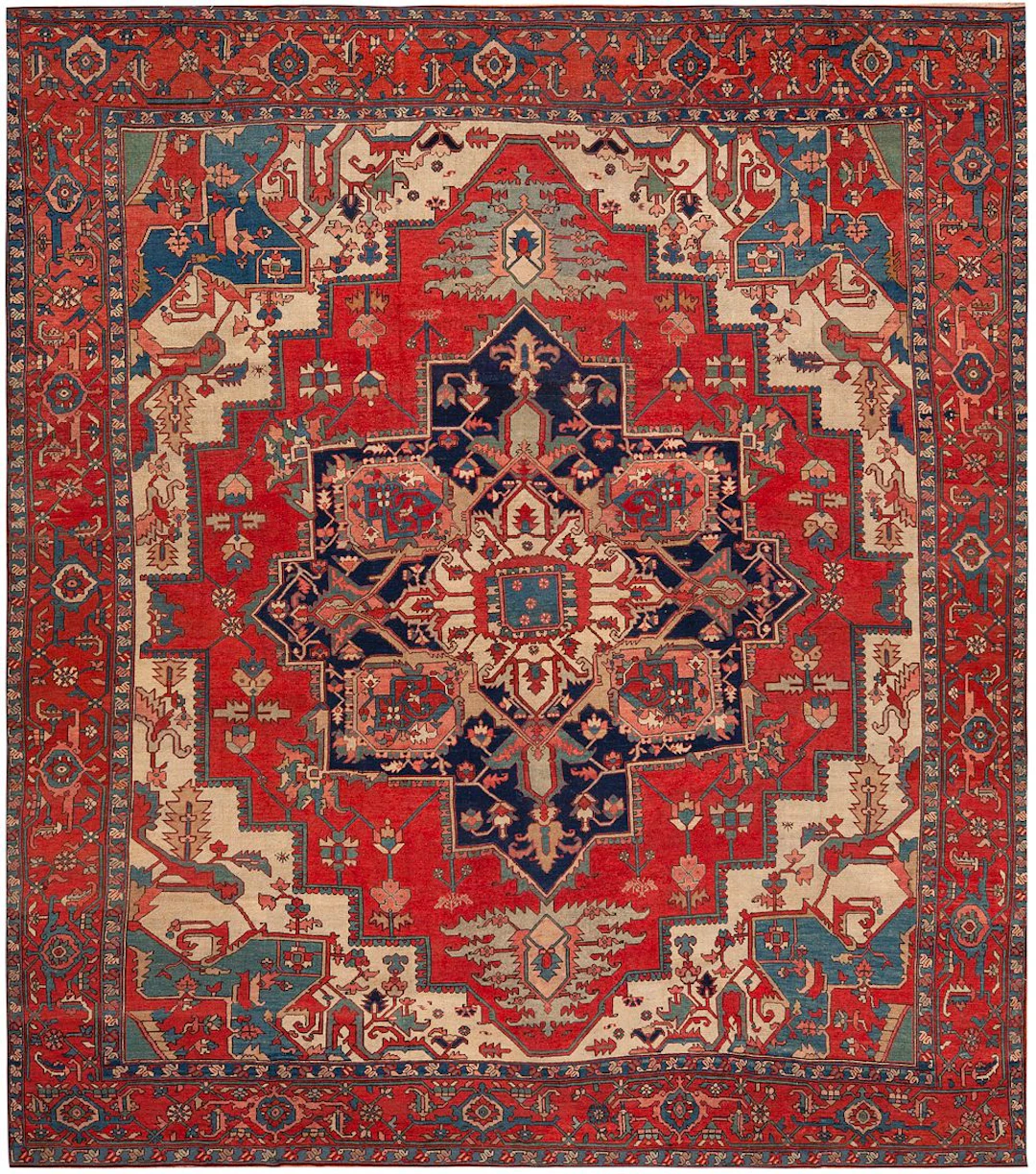 Antique Persian Heriz Rug 12 ft x 10 ft 6 in (3.65 m x 3.2 m)