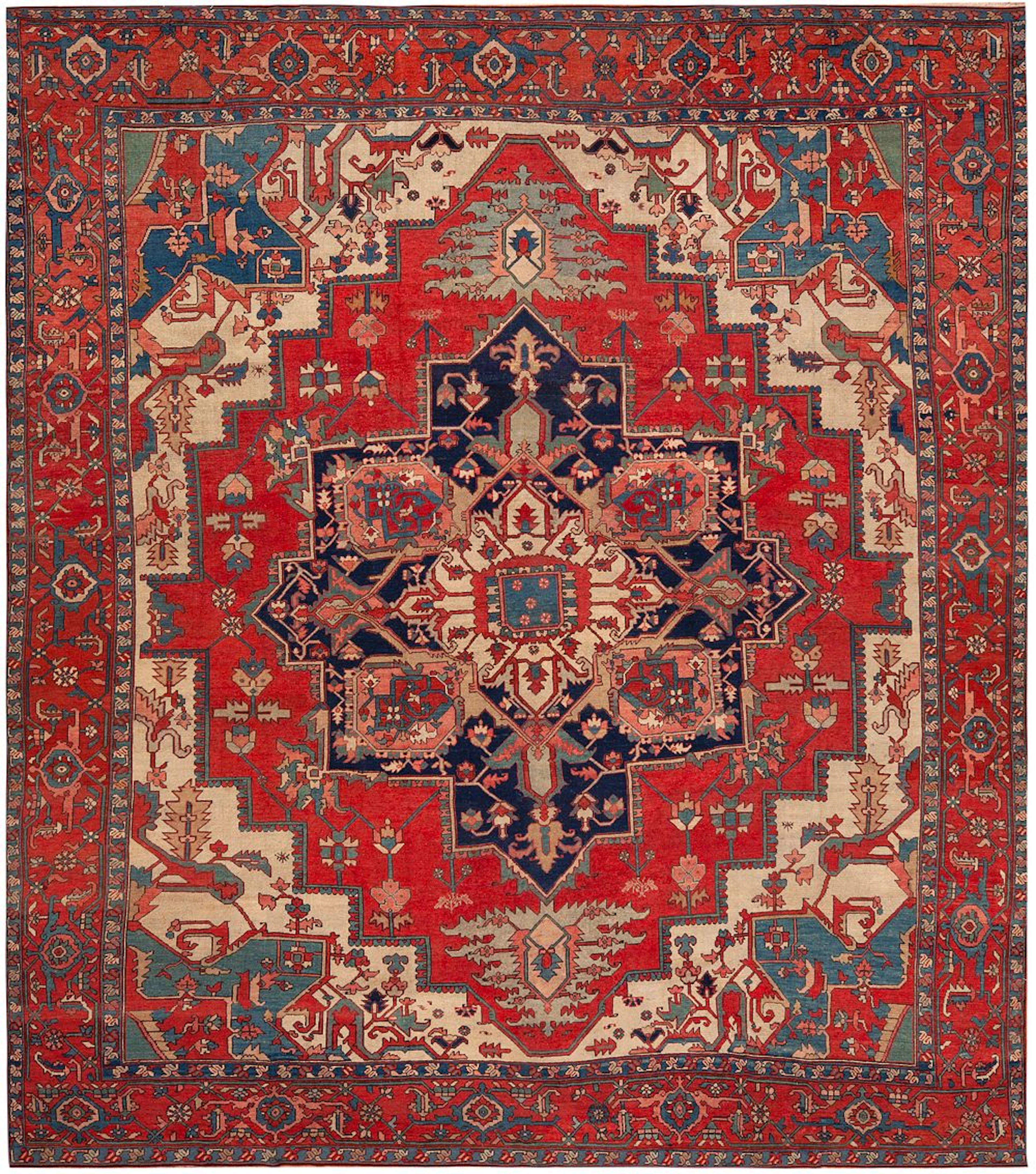 Antique Persian Heriz Rug 12 ft x 10 ft 6 in (3.65 m x 3.2 m)