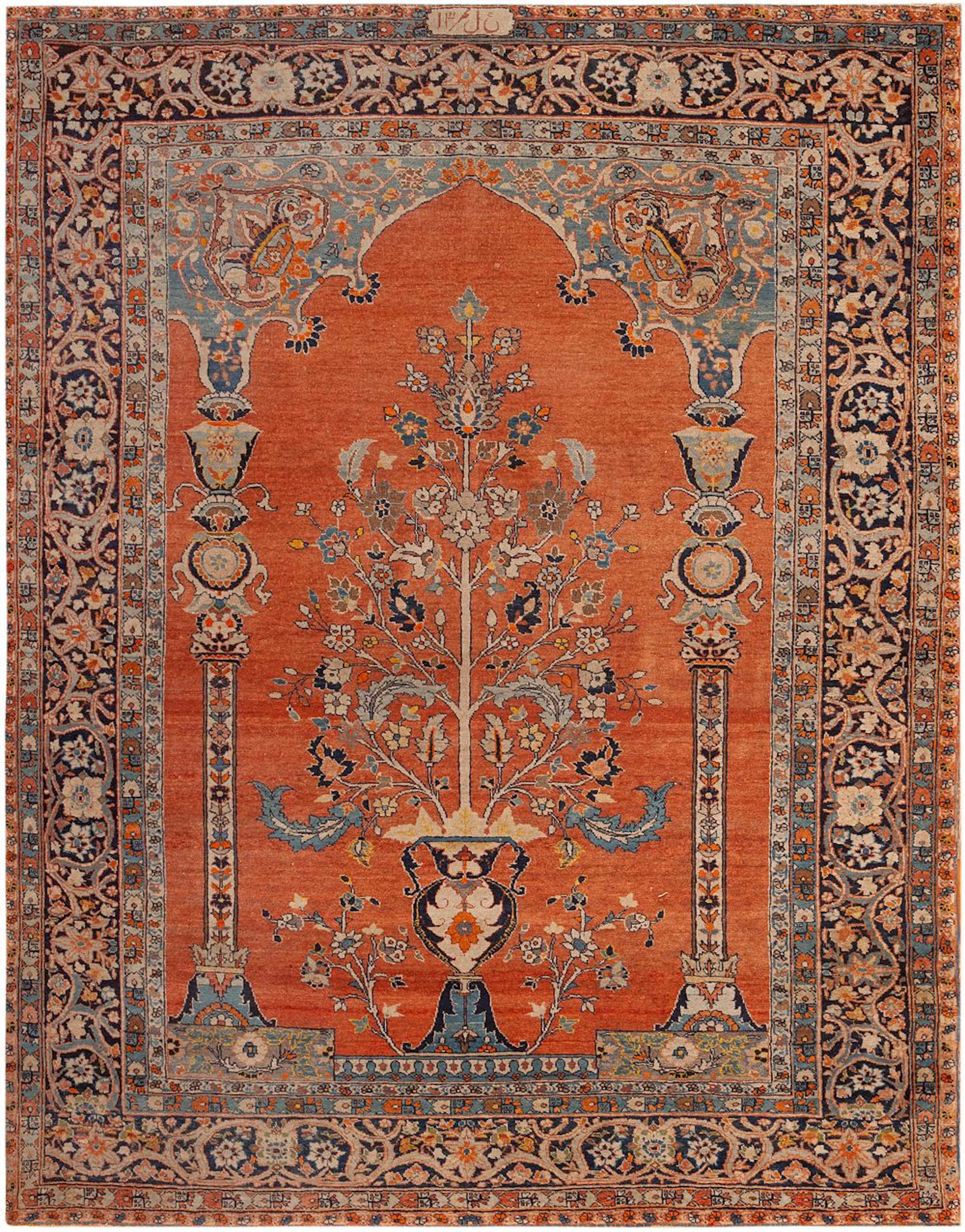 No Reserve - Antique Persian Tabriz Haji Jalili Rug 5 ft 9 in x 4
