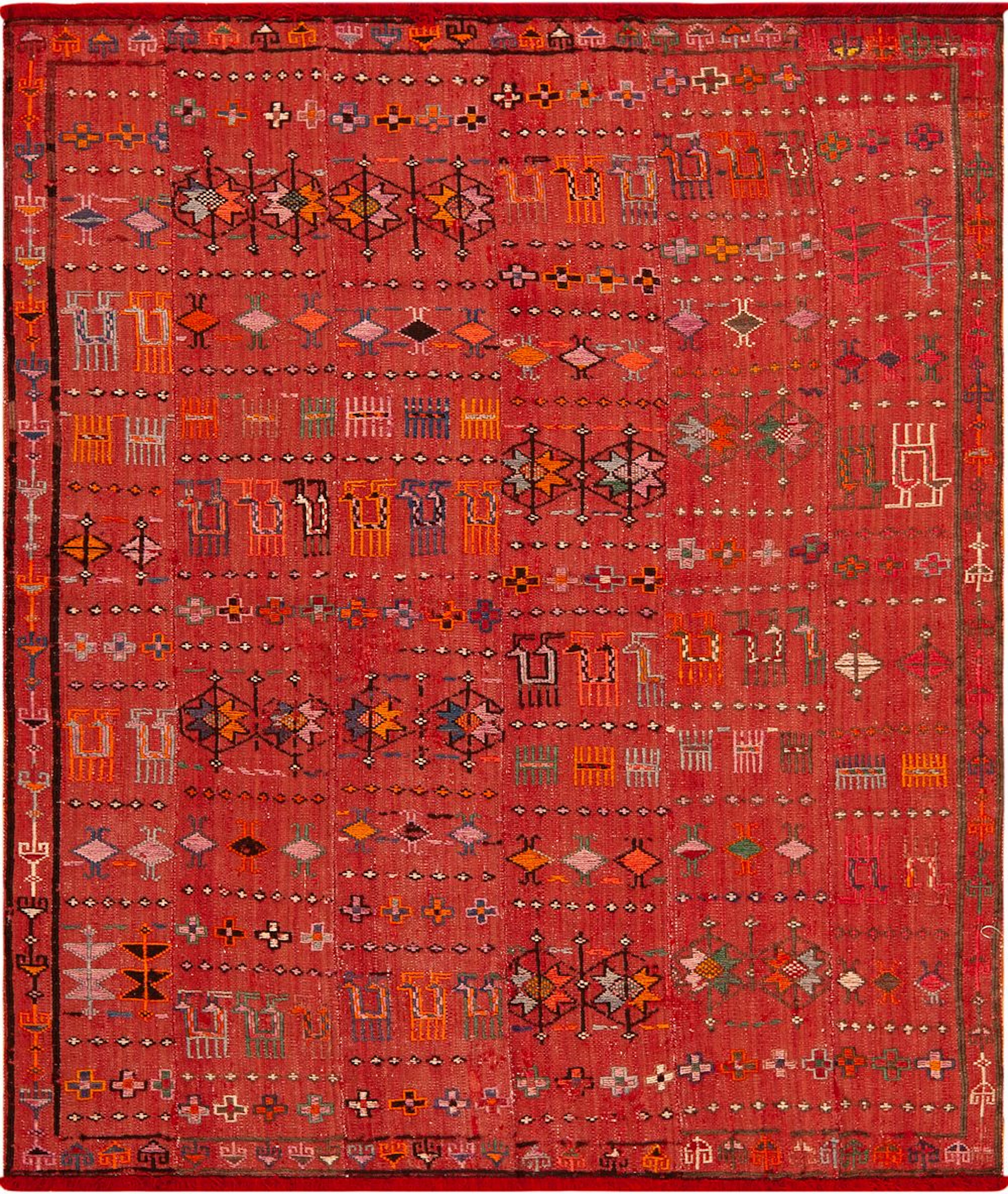 Vintage Persian Flatweave Verneh Kilim 5 ft 6 in x 4 ft 8 in (1.68 m x 1.42 m)