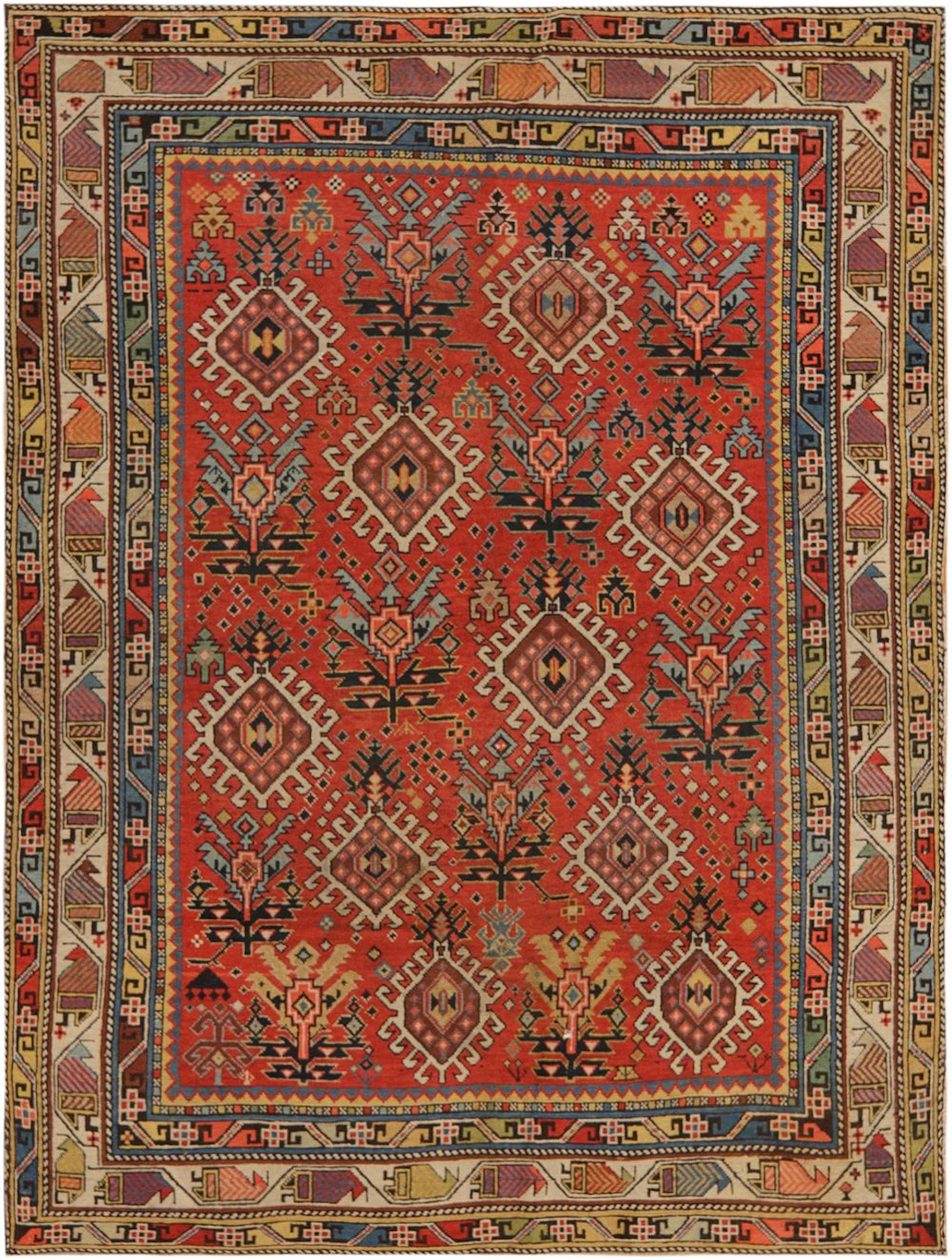 Antique Caucasian Shirvan Rug - 4 ft 9 in x 3 ft 7 in (1.44 m x 1.09 m)