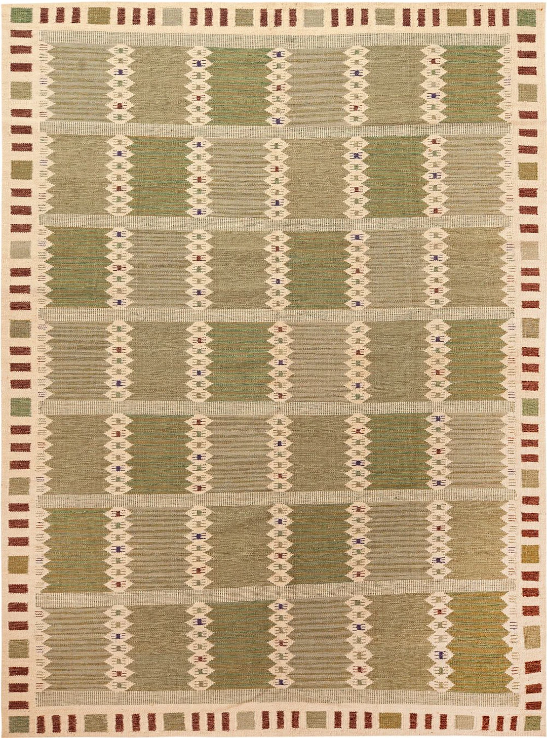 Mid-Century Modern Swedish-Style Kilim - 11 ft 10 in x 9 ft 1 in (3.61