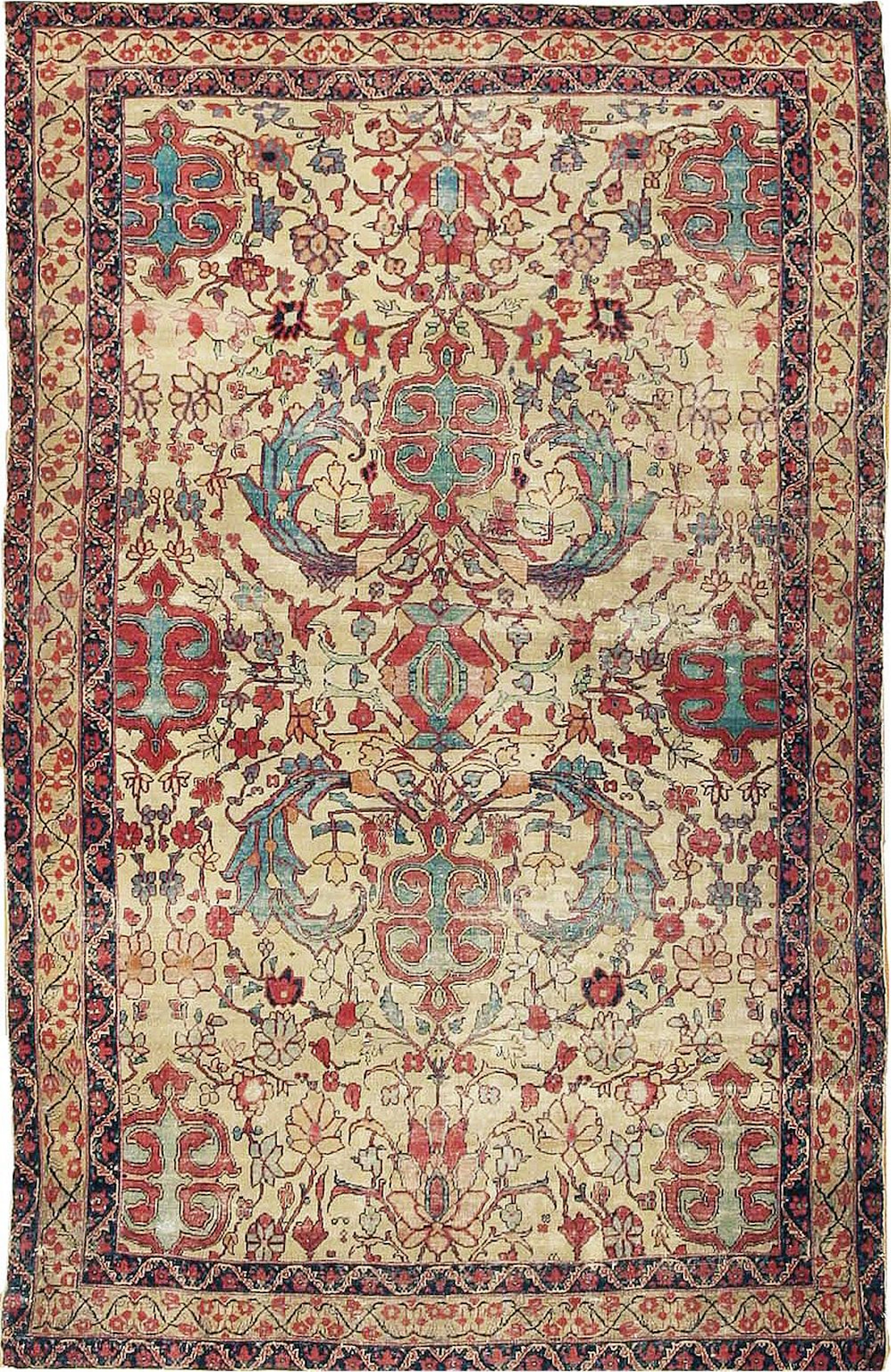Exceptional Early Persian Kerman Rug - Mid-19th Century - 6 ft 7 in