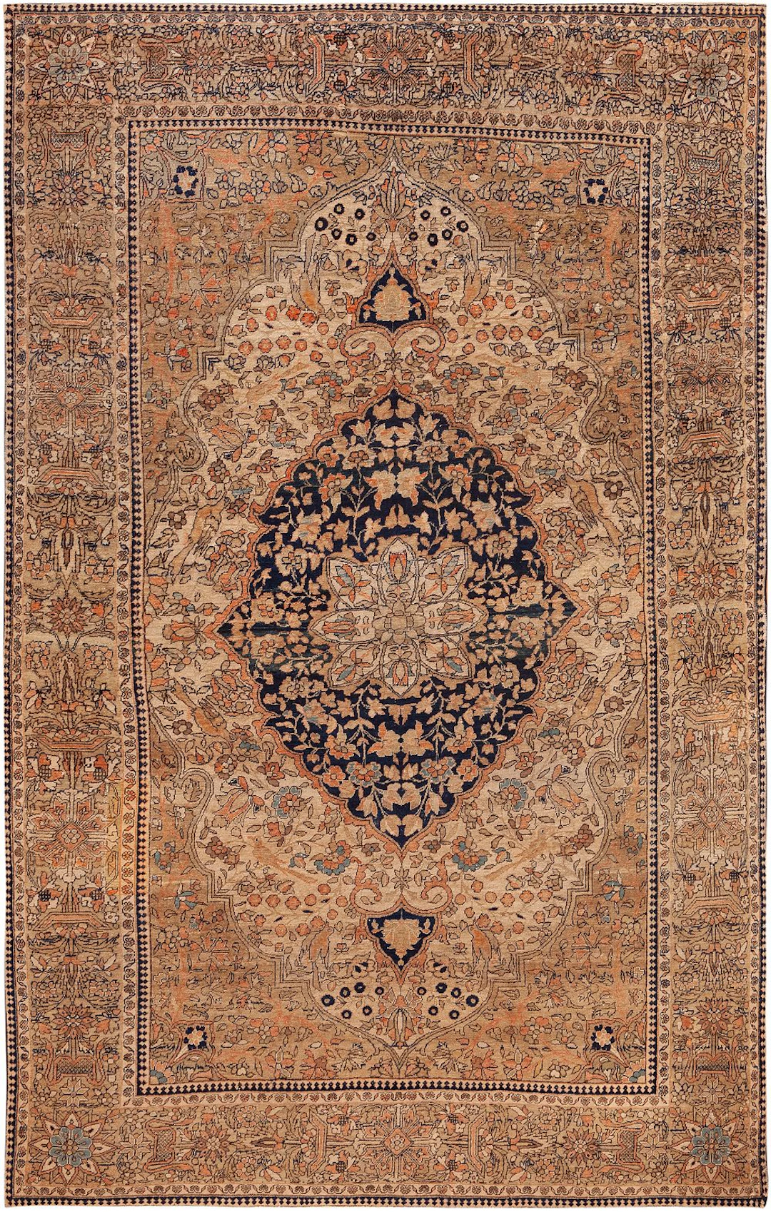 No Reserve - Antique Persian Mohtashem Kashan Rug 6 ft 10 in x 4 ft