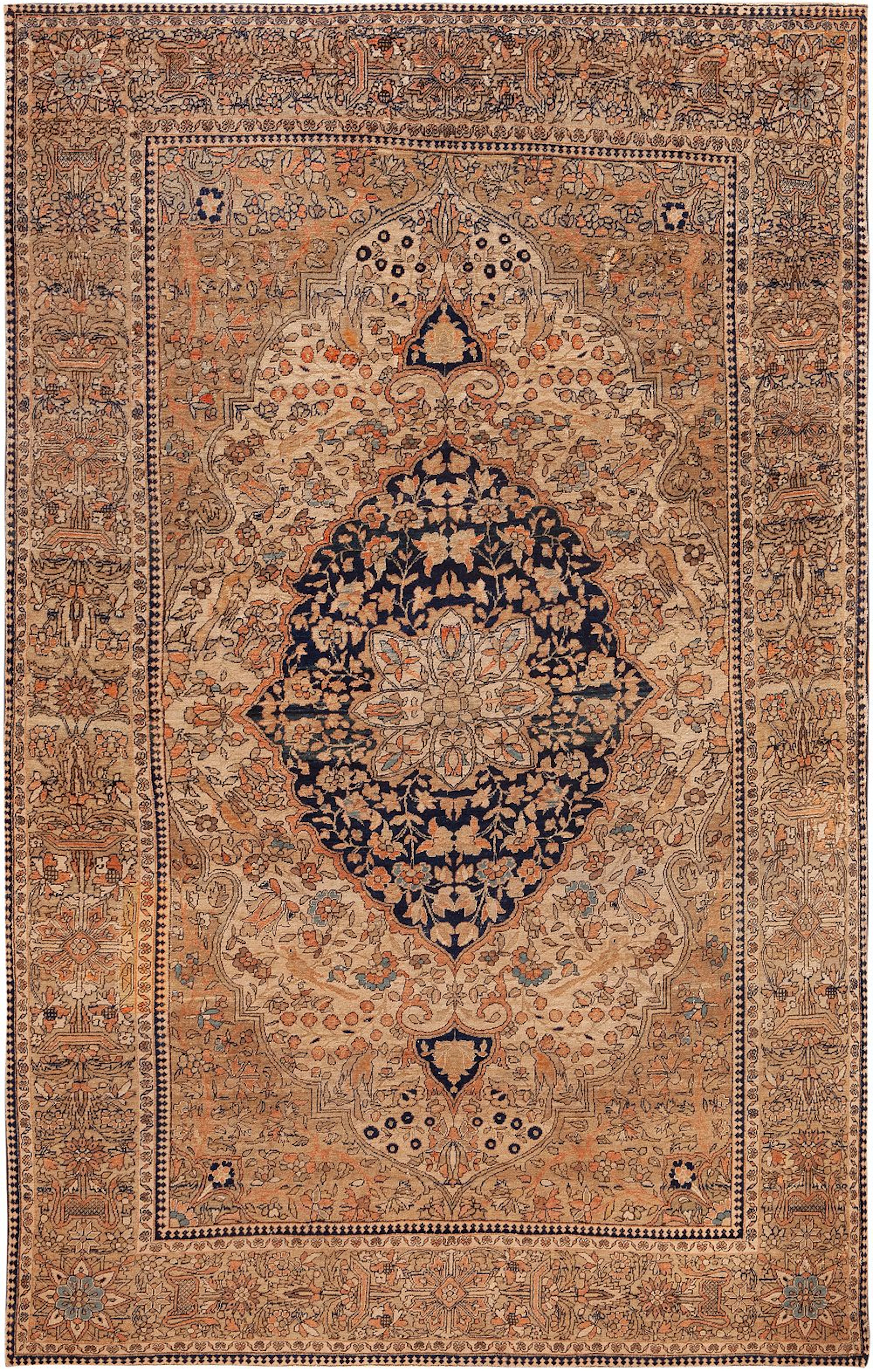 No Reserve - Antique Persian Mohtashem Kashan Rug 6 ft 10 in x 4 ft