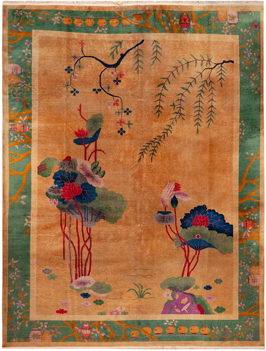 No Reserve - Antique Chinese Art Deco Rug 11 ft 8 in x 9 ft (3.55 m x 2.74 m)