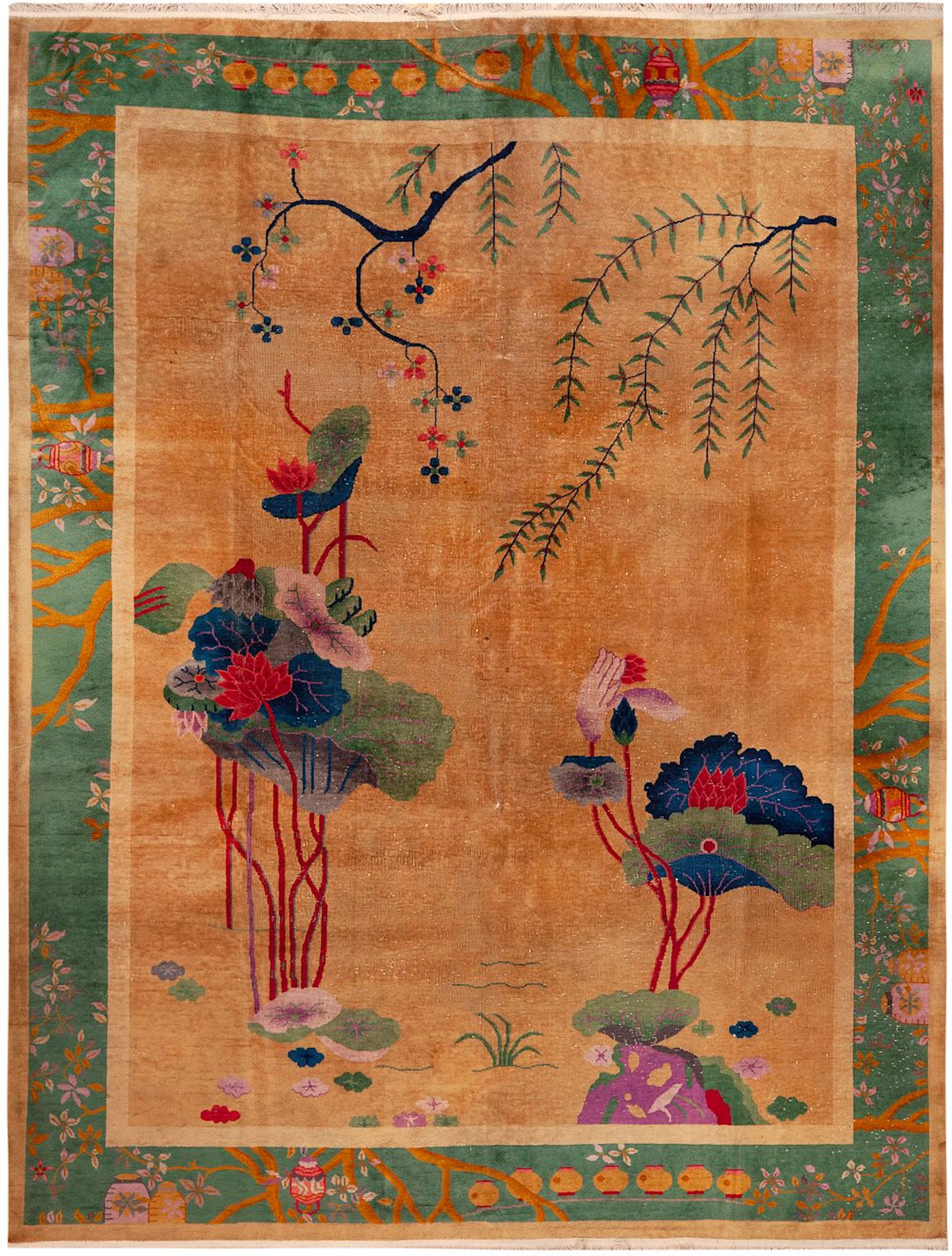 No Reserve - Antique Chinese Art Deco Rug 11 ft 8 in x 9 ft (3.55 m x 2.74 m)