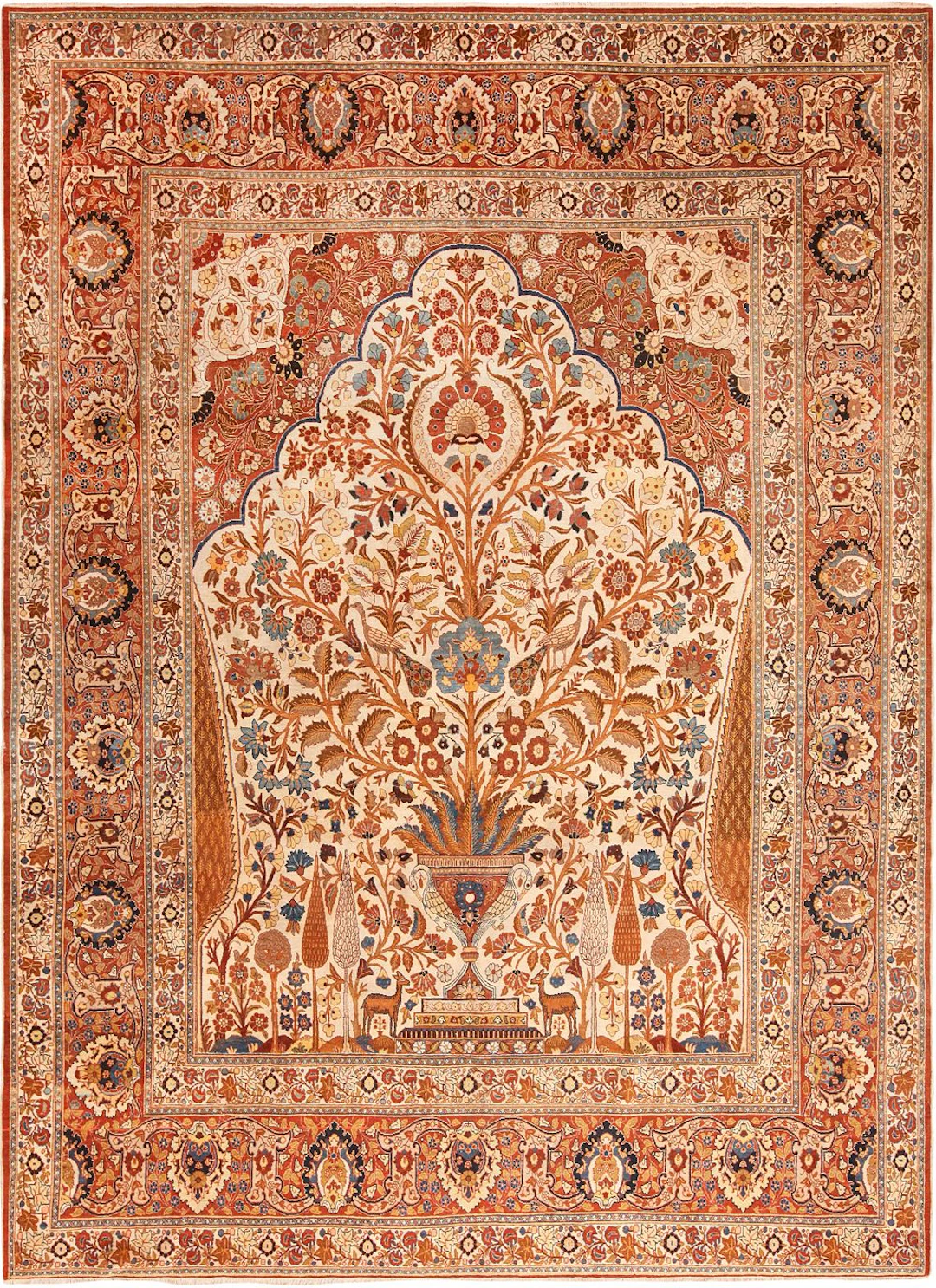 Antique Persian Haji Jalili Tabriz Rug 12 ft 10 in x 9 ft 6 in (3.91 m x 2.9 m)