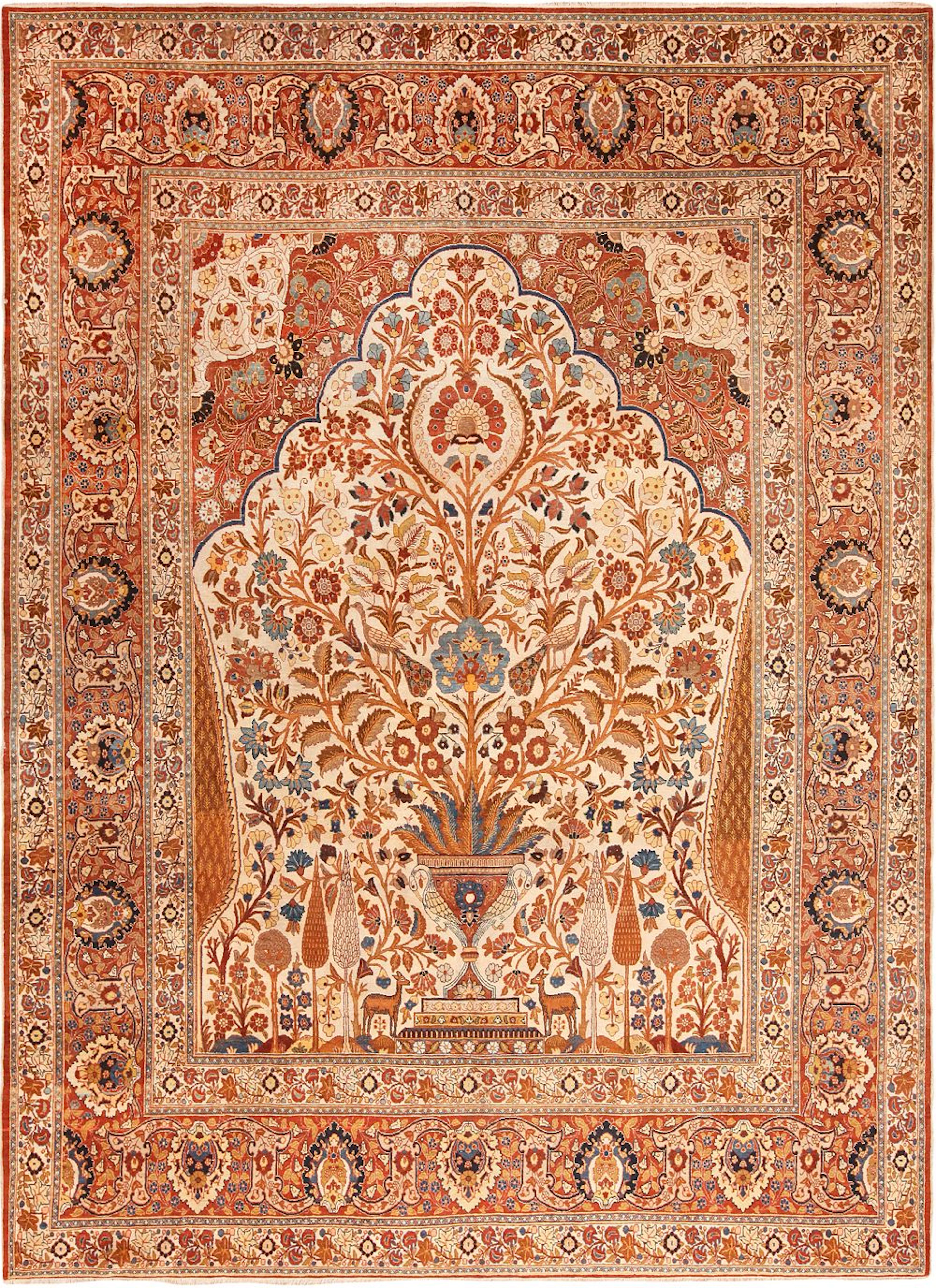 Antique Persian Haji Jalili Tabriz Rug 12 ft 10 in x 9 ft 6 in (3.91 m x 2.9 m)