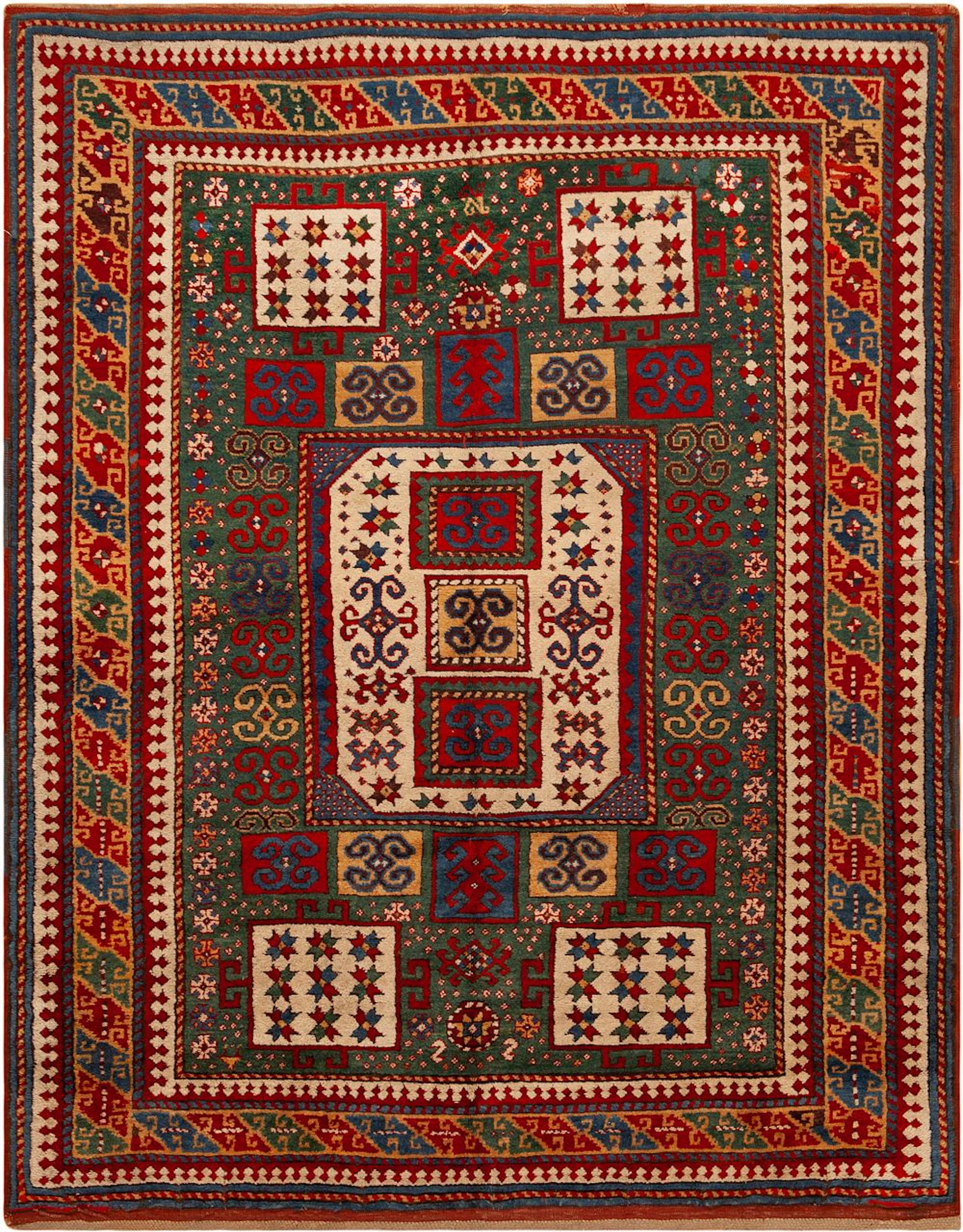 Antique Caucasian Karachopf Kazak Rug 7 ft 4 in x 5 ft 8 in (2.24 m x 1.73 m)