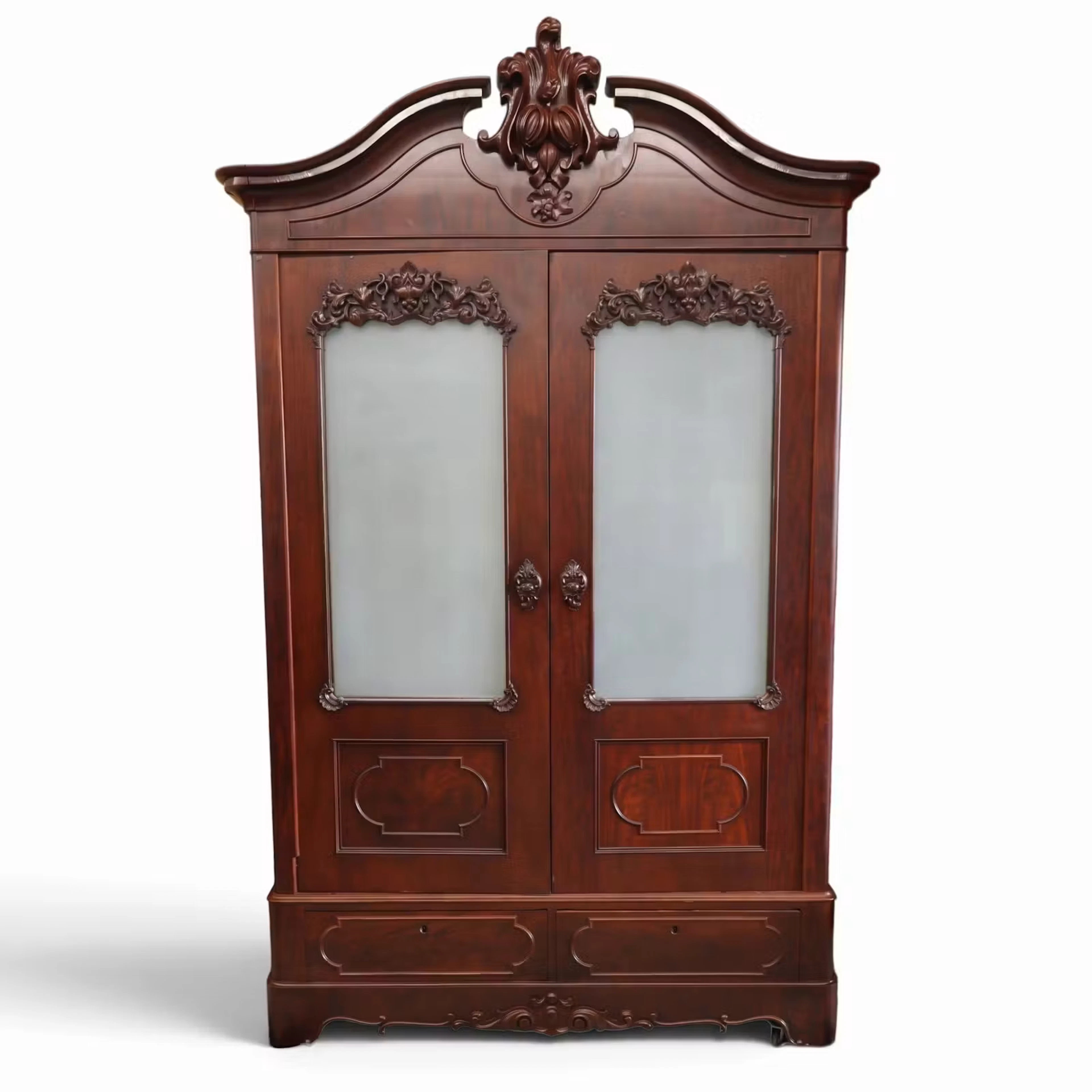 Lot 82: Rococo Mahogany Mirrored Wardrobe