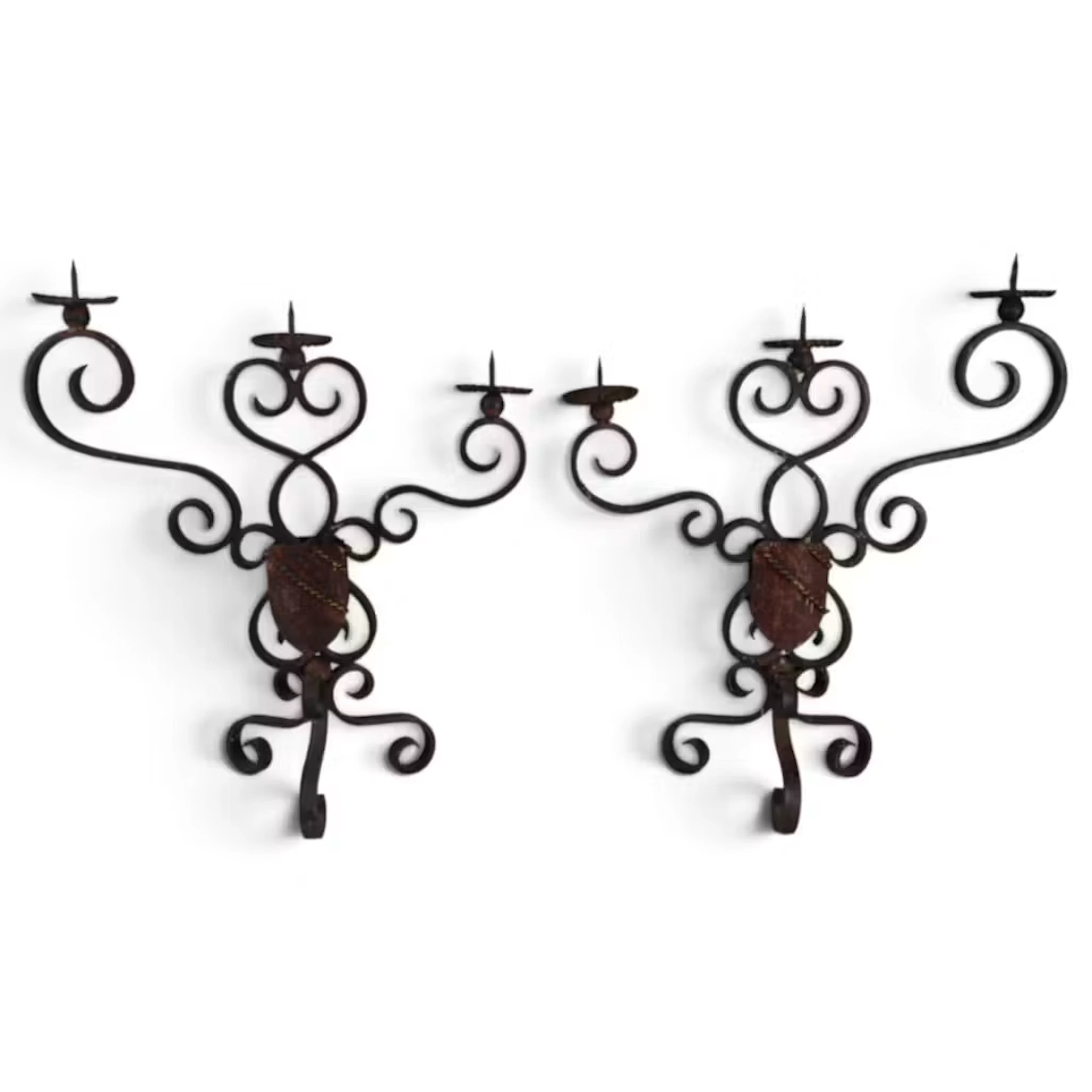 Lot 205: Pair Spanish Style Iron Candelabra
