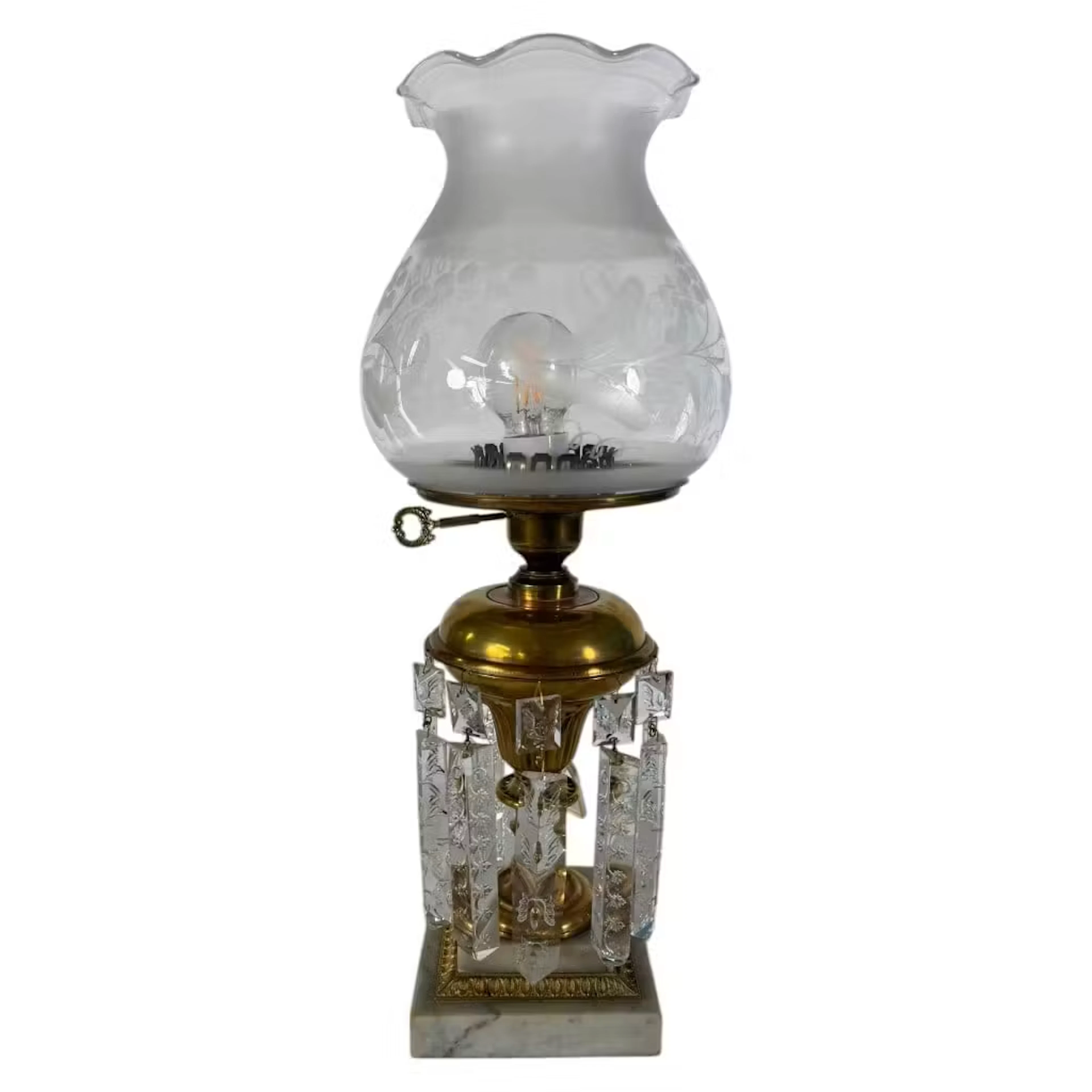 Lot 238: American Brass Solar Lamp with Prisms