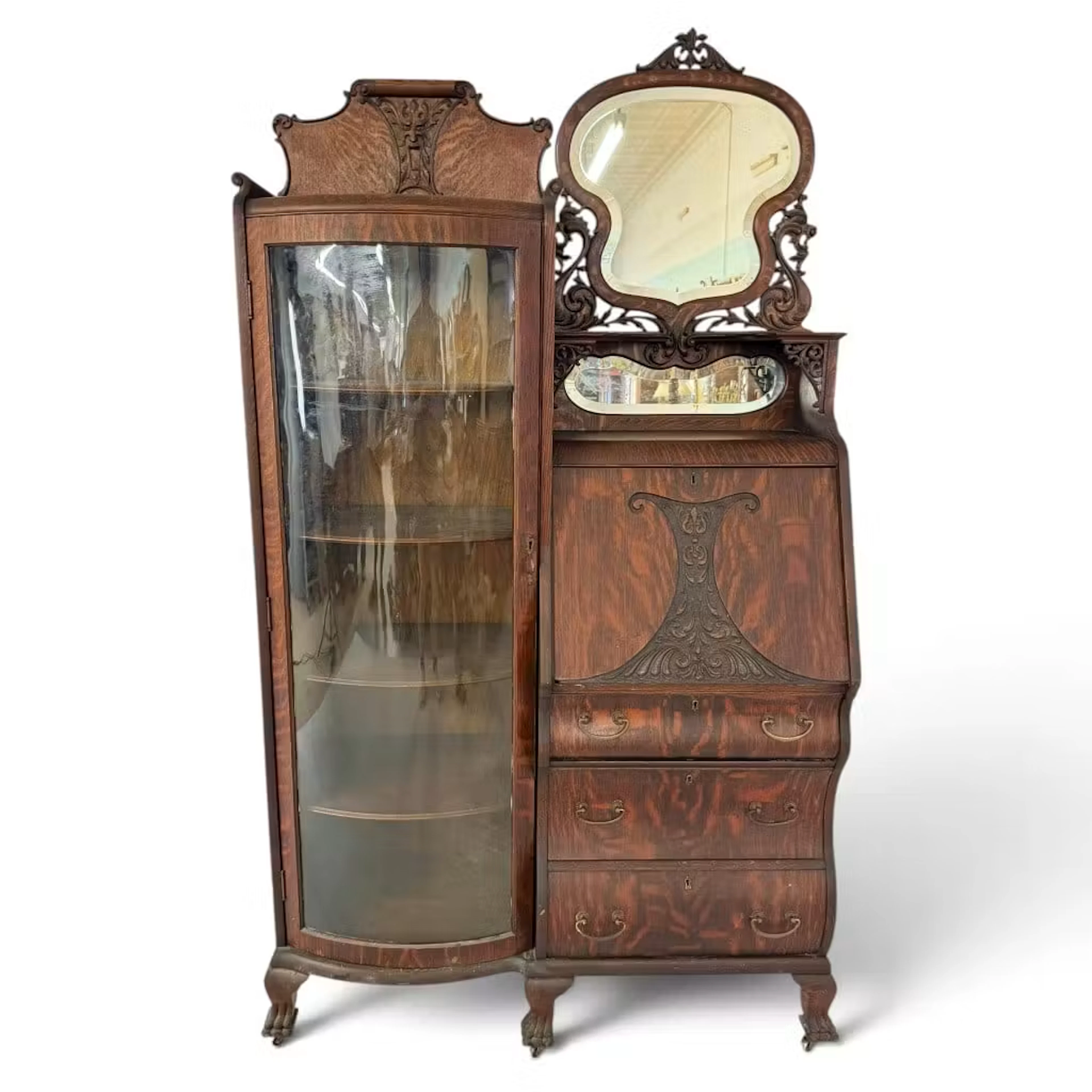 Lot 241: Quarter-Sawn Oak Side-by-Side Secretary