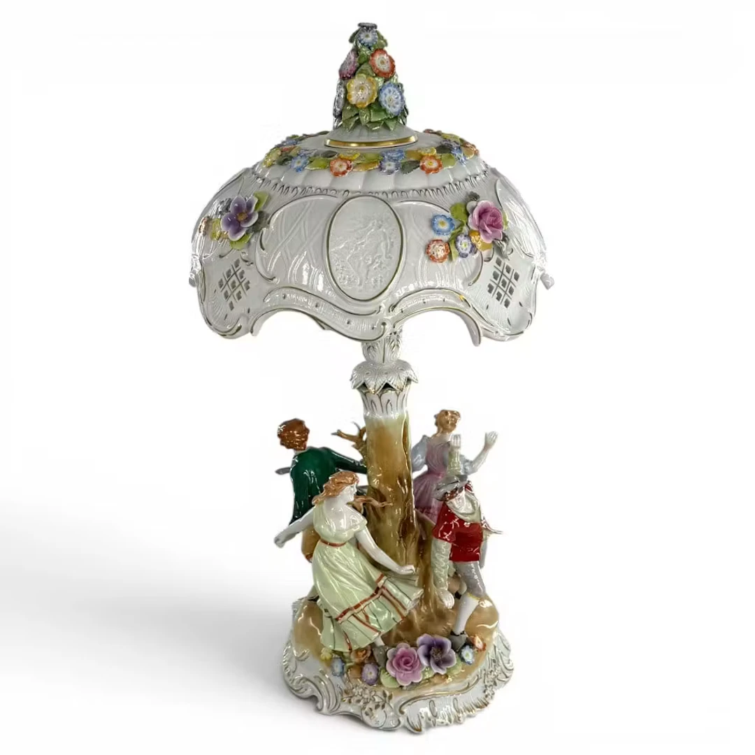 Lot 148A: Schierholz Figural Lithophane Table Lamp