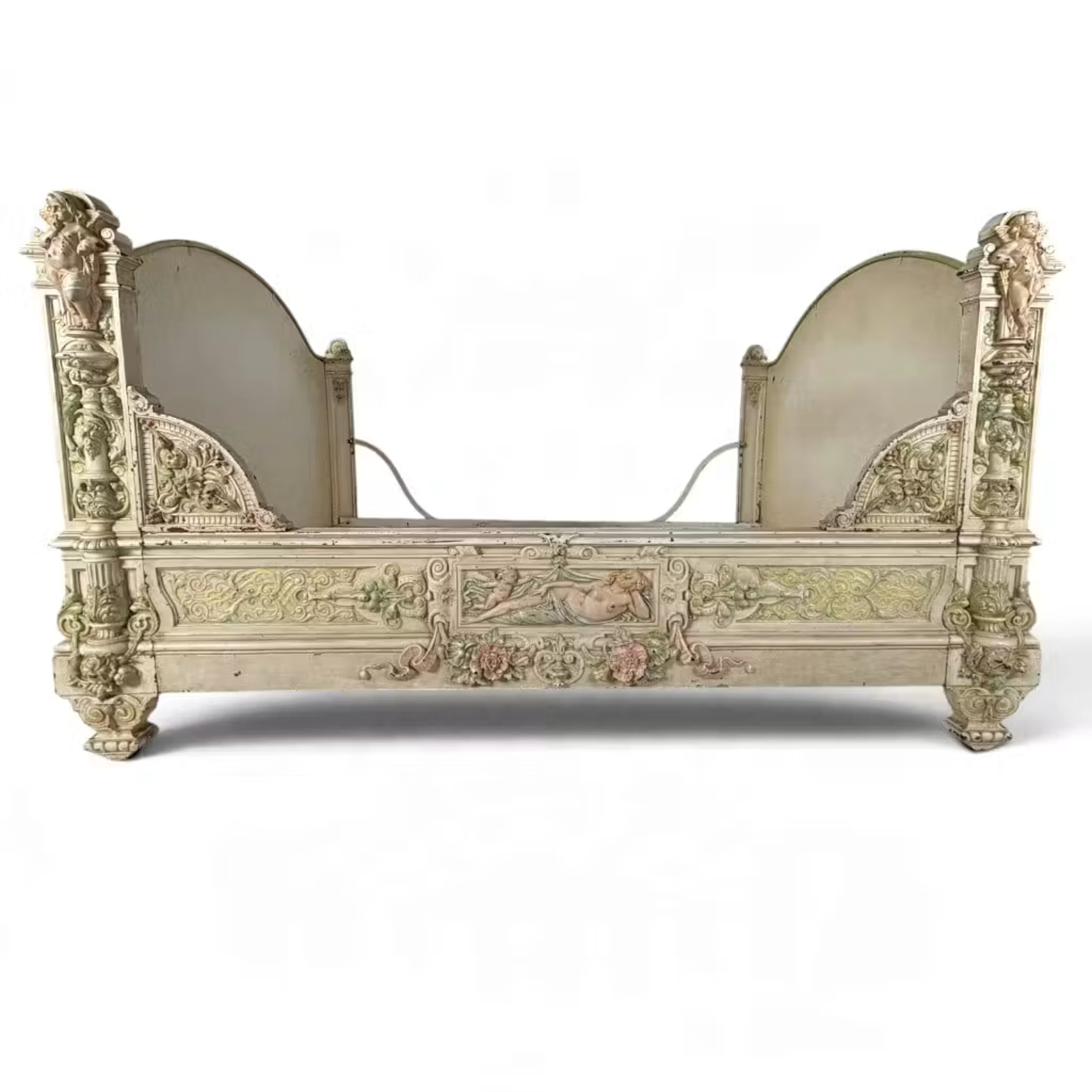 Lot 52: Polychrome Figural Metal Bedstead