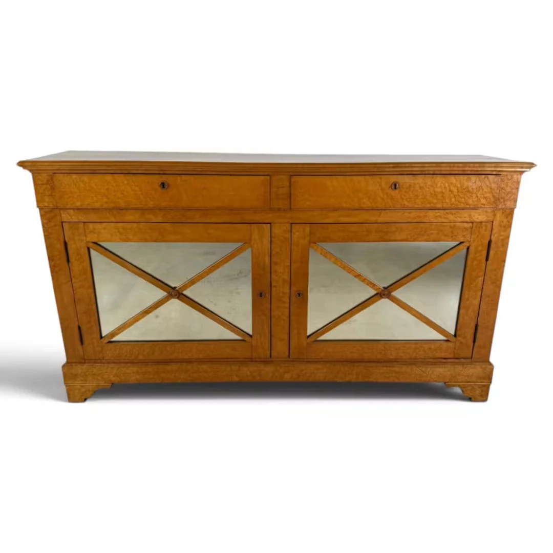 Lot 156: French Bird's-Eye Maple Mirrored Sideboard