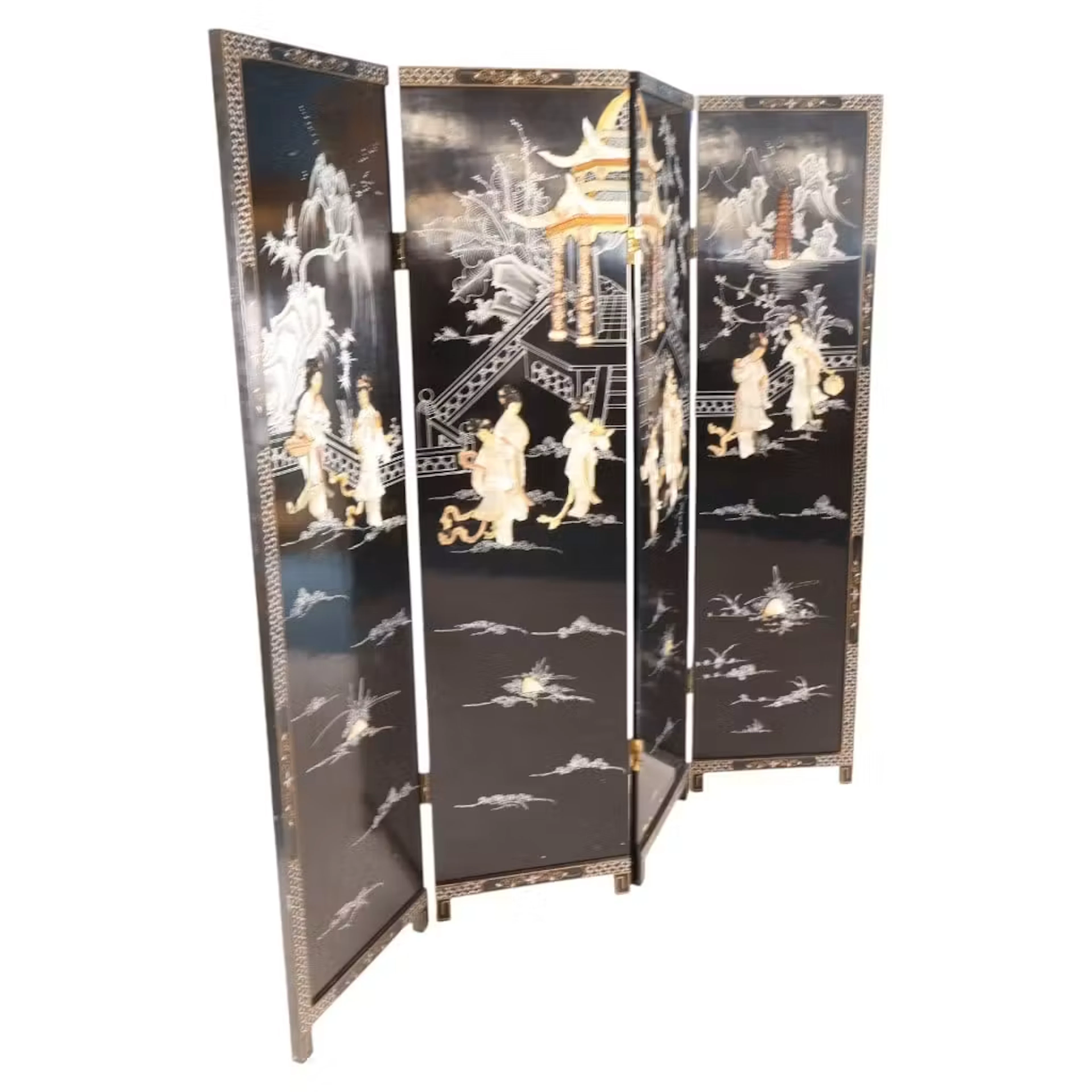 Lot 110: Chinese Mother-of-Pearl Lacquer Screen