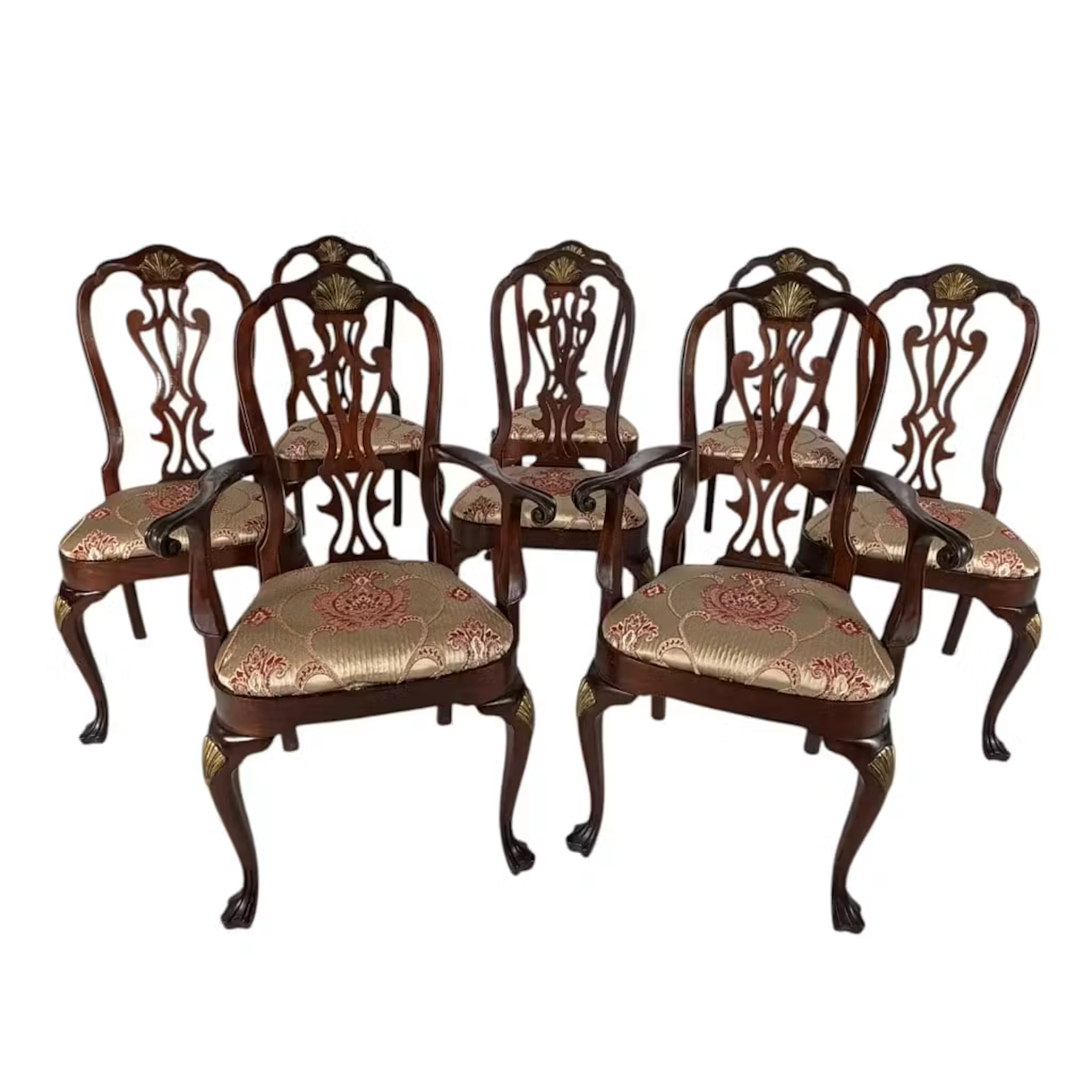 Lot 88: 8 Chippendale Mahogany & Gilt Dining Chairs