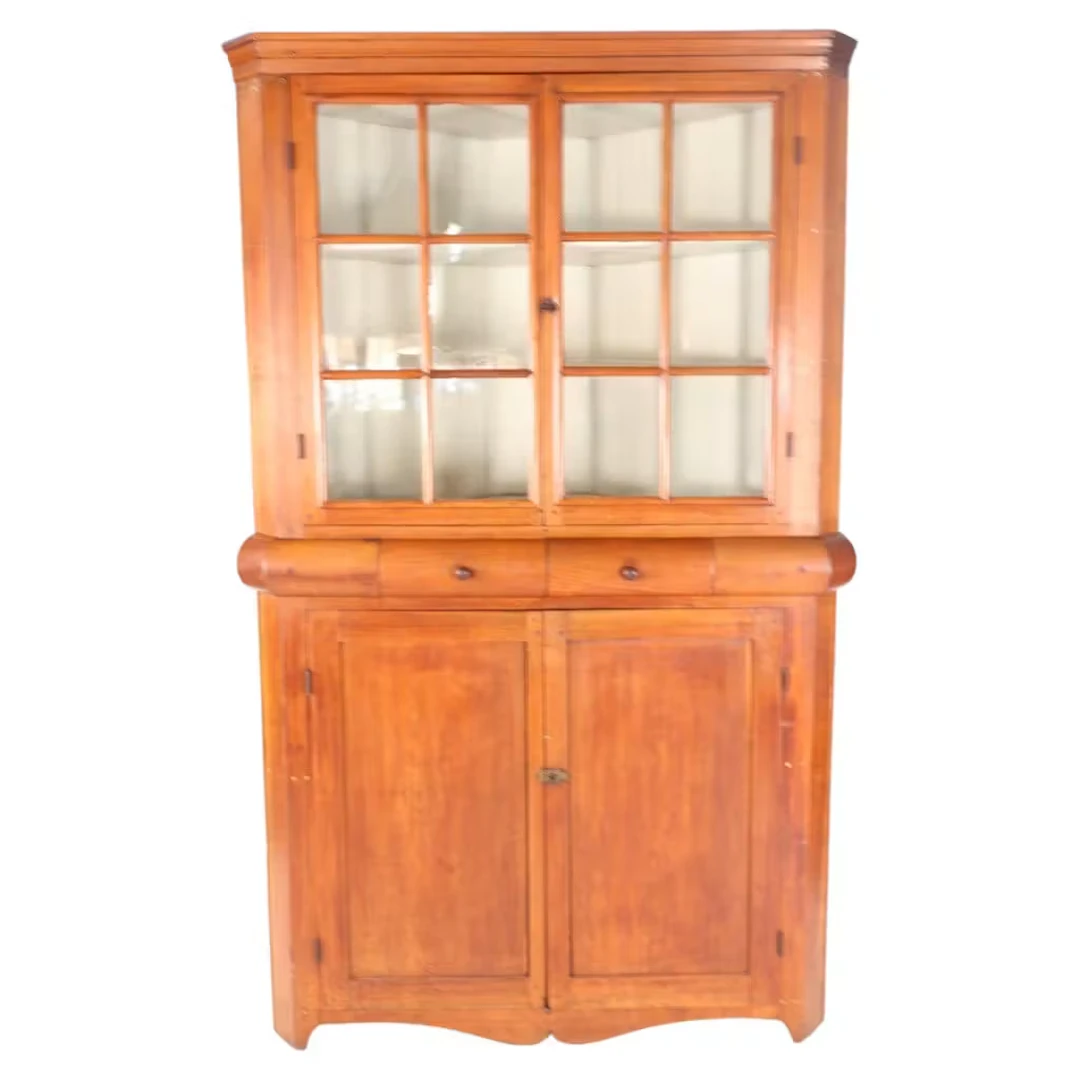 Lot 130: American Cherry Two-Drawer Corner Cupboard