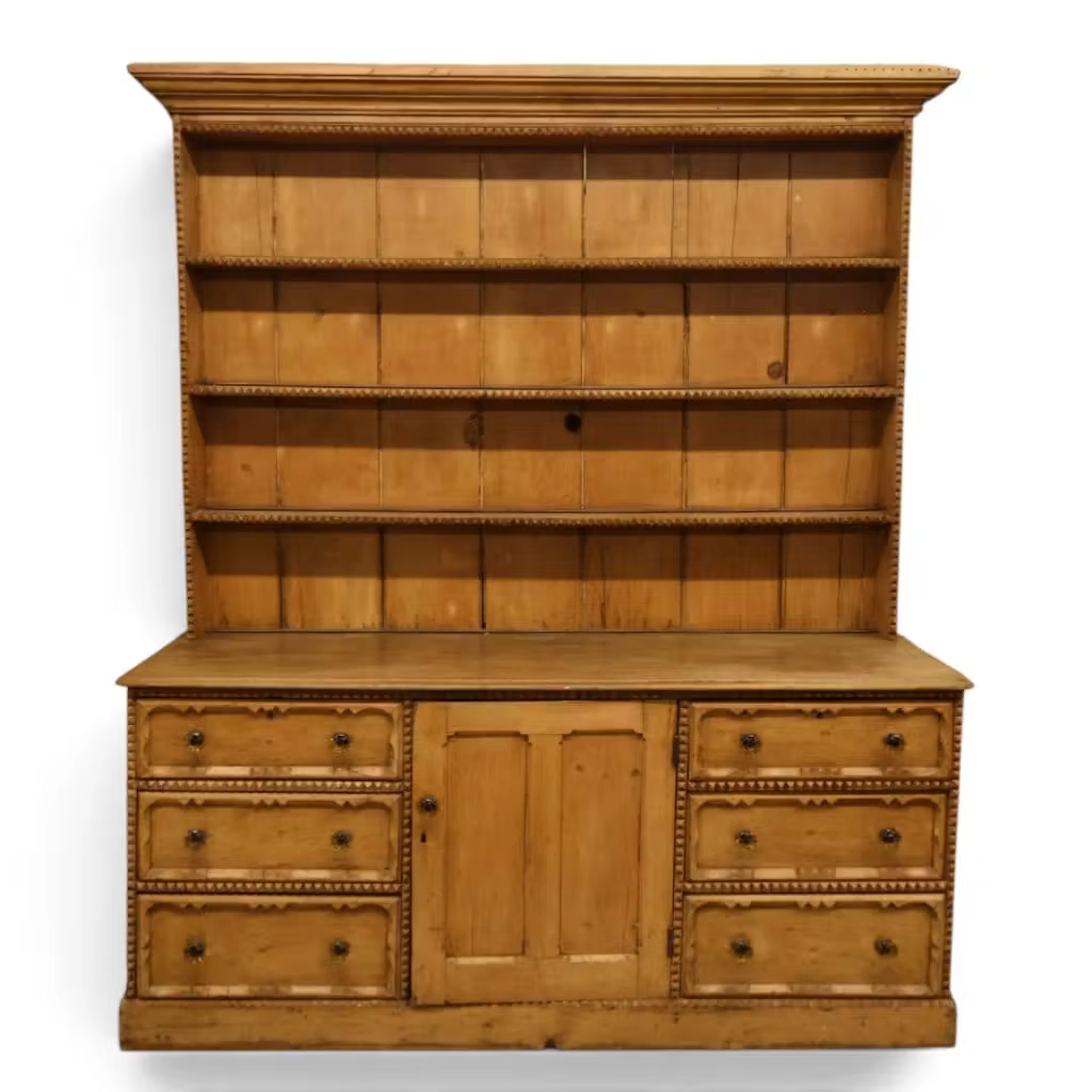 Lot 97: English Country Pine Dresser & Rack