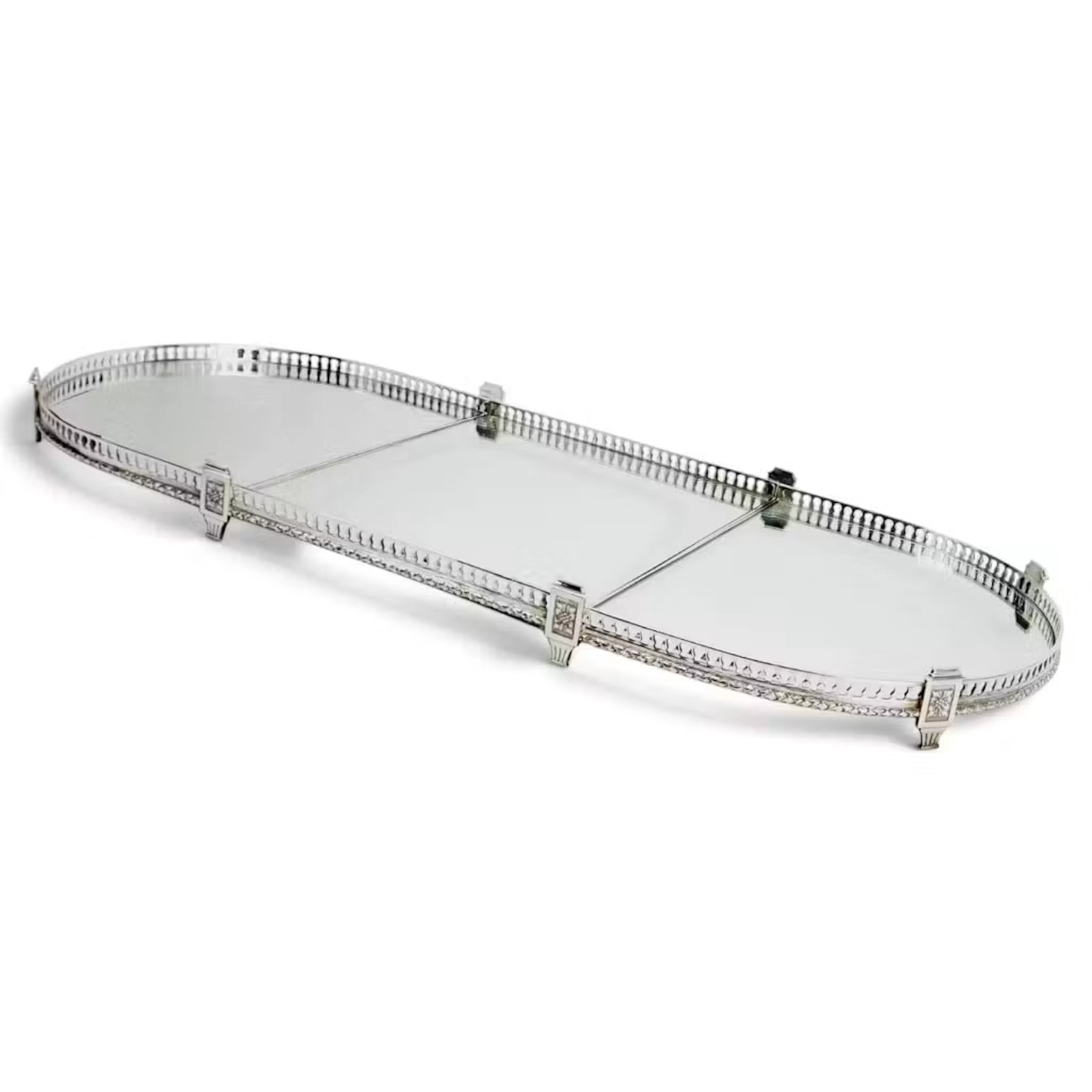 Lot 56: Three-Part Silvered Mirrored Plateau